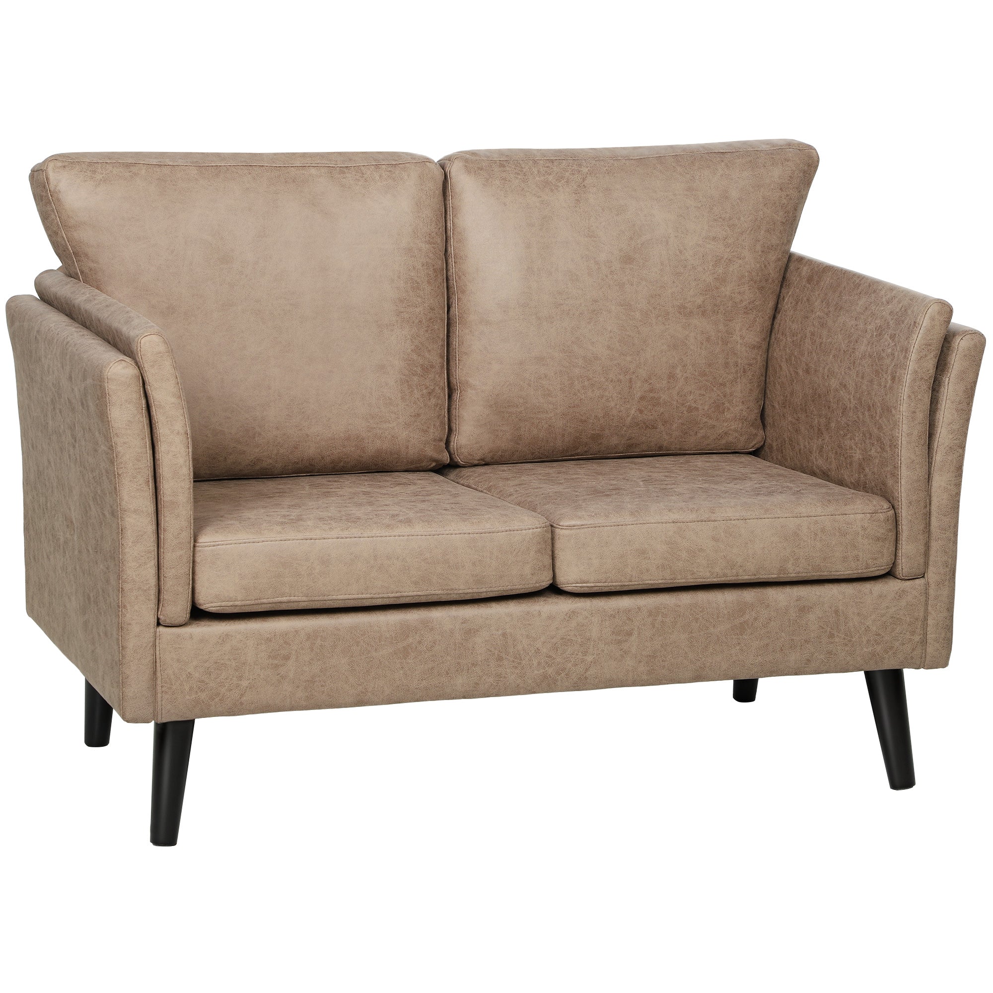 HOMCOM Two-Seater Leathaire Sofa - Light Brown