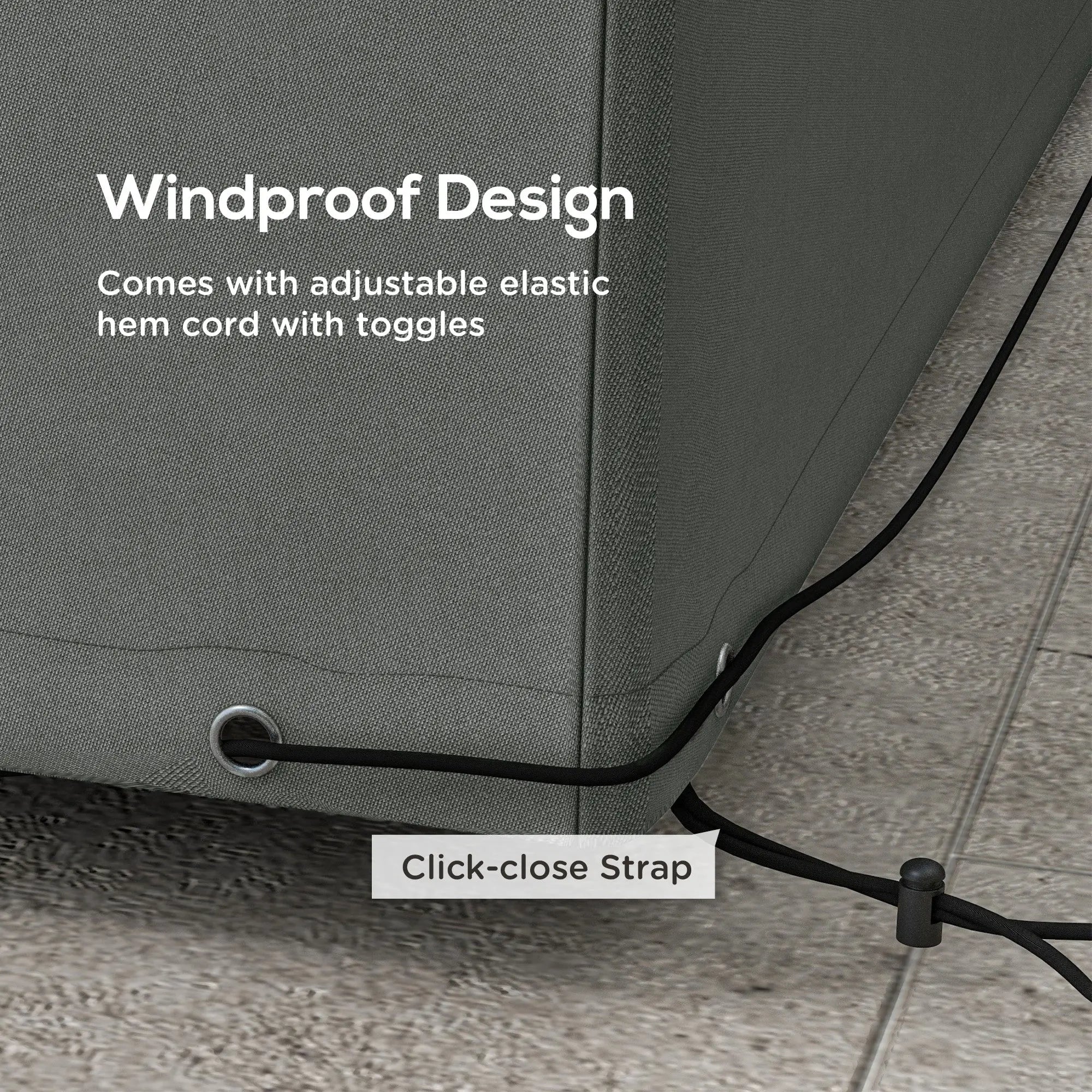 Outsunny 600D Oxford Table Set Cover Outdoor Garden Rattan Furniture Protection Cover Protector Waterproof Anti-UV, Dark Grey, 245 x 165 x 66 cm