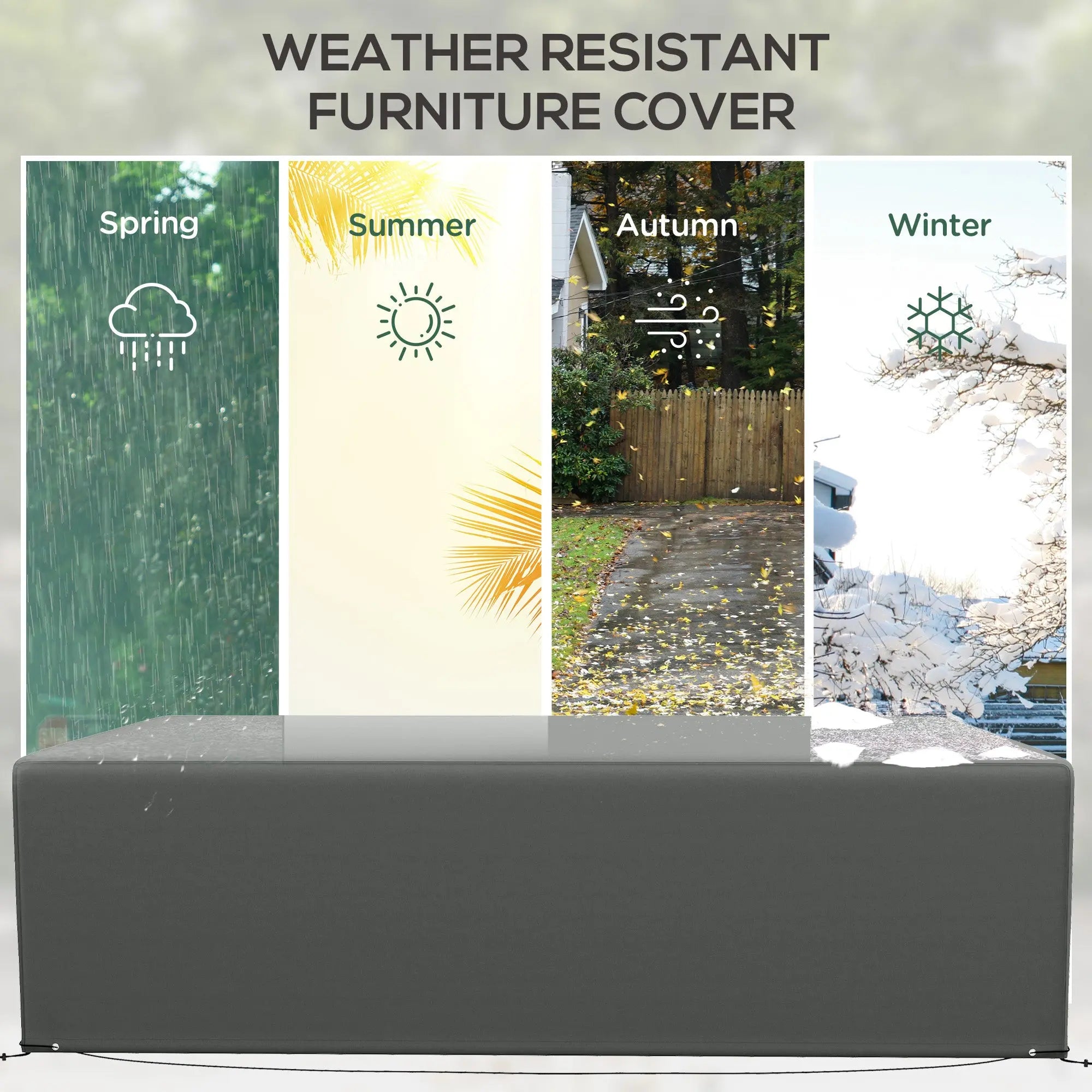 Outsunny 600D Oxford Table Set Cover Outdoor Garden Rattan Furniture Protection Cover Protector Waterproof Anti-UV, Dark Grey, 245 x 165 x 66 cm