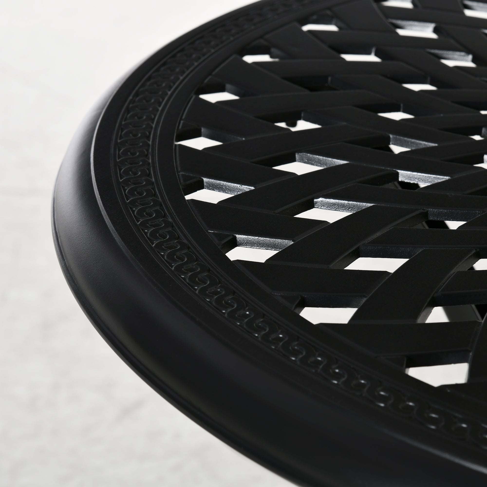 Outsunny 78 cm Round Garden Dining Table with Parasol Hole Antique Cast Aluminium Outdoor Table Only, Black