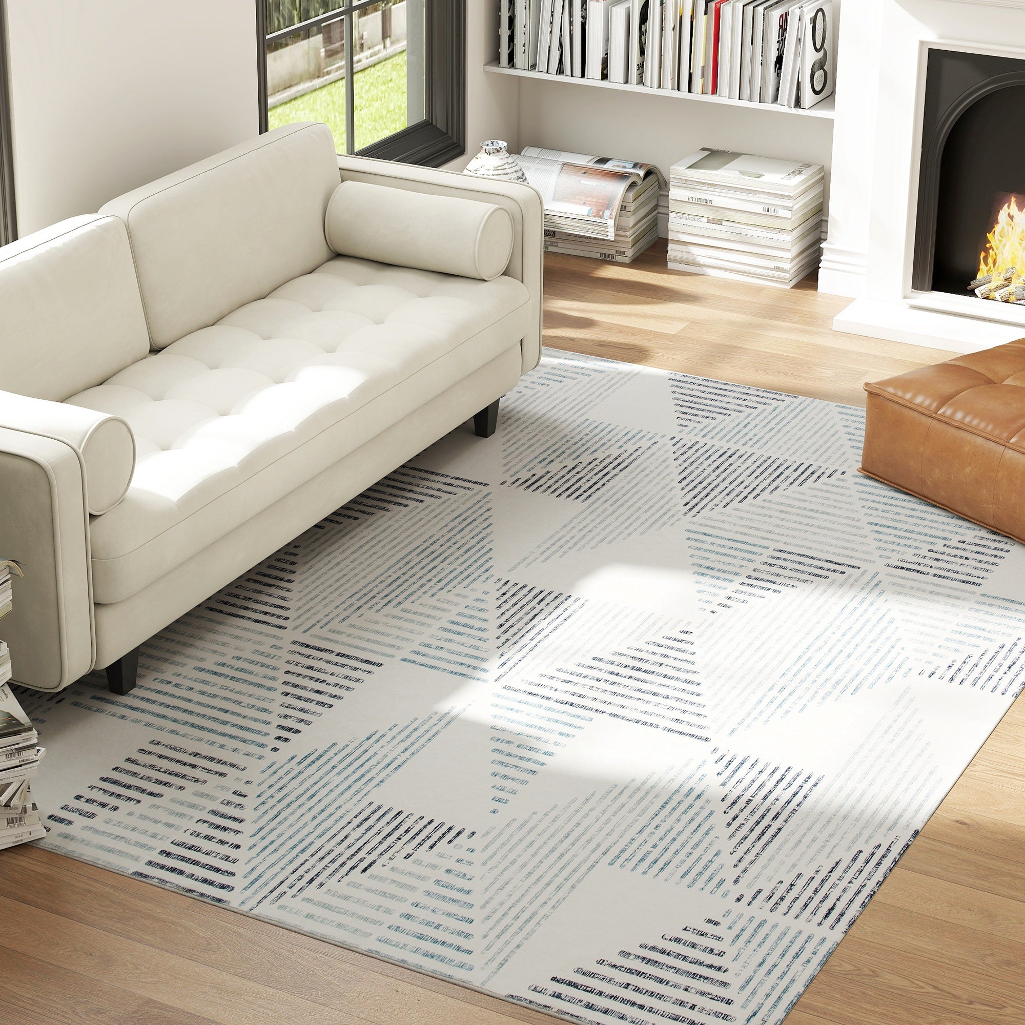 HOMCOM Modern Area Rug, Geometric Pattern Non-Slip Washable Rug, Soft Floor Carpet for Living Room, Bedroom, Dining Room, Home Office, 290 x 200 cm, Multi-Coloured