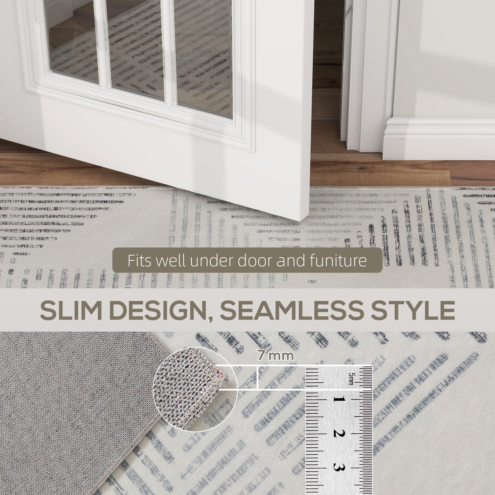 HOMCOM Modern Area Rug, Geometric Pattern Non-Slip Washable Rug, Soft Floor Carpet for Living Room, Bedroom, Dining Room, Home Office, 170 x 120 cm, Grey