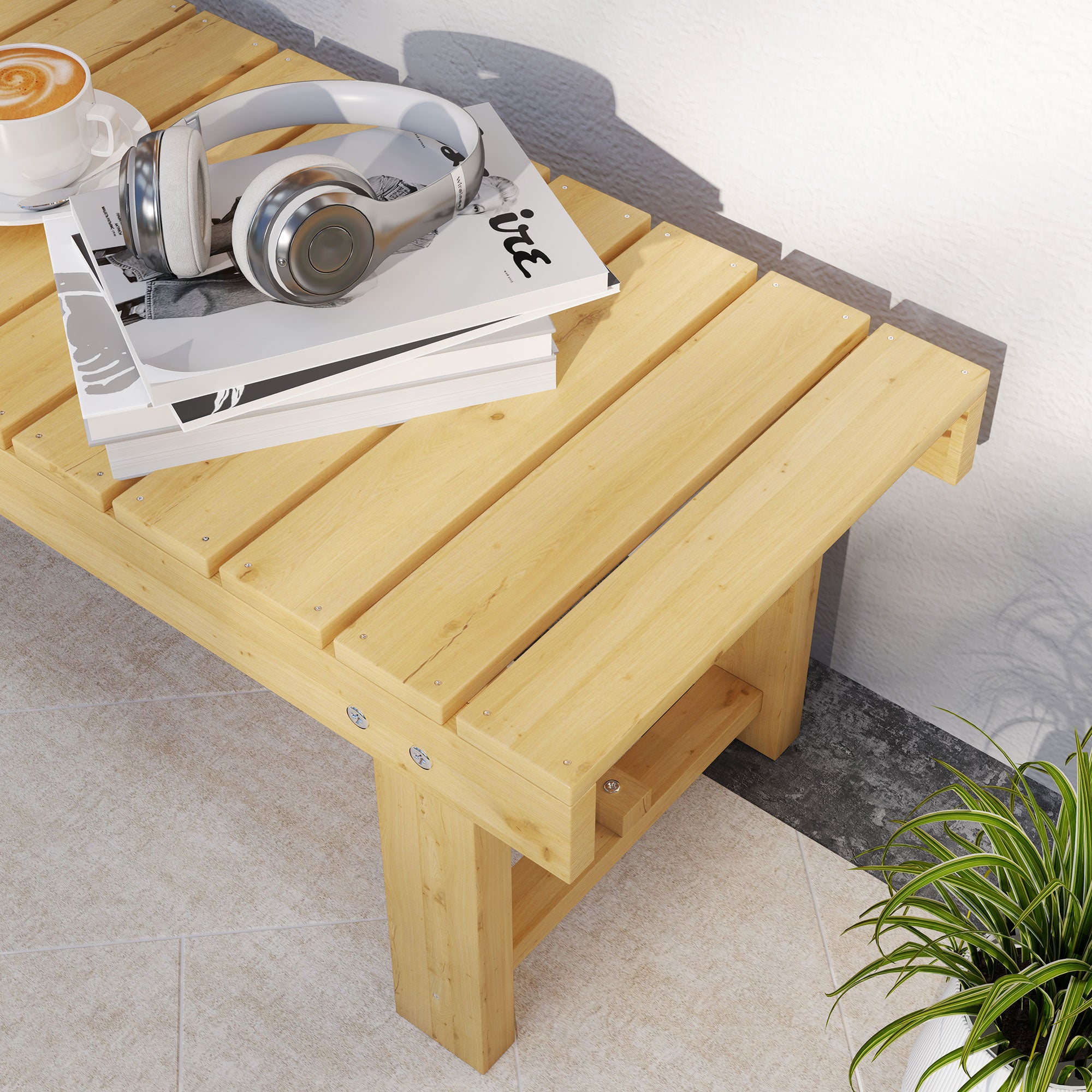 Outsunny 1 Piece 2-seater Outdoor Indoor Wooden Garden Bench Fir Patio Loveseat, 110L x 38W x 35Hcm, Natural