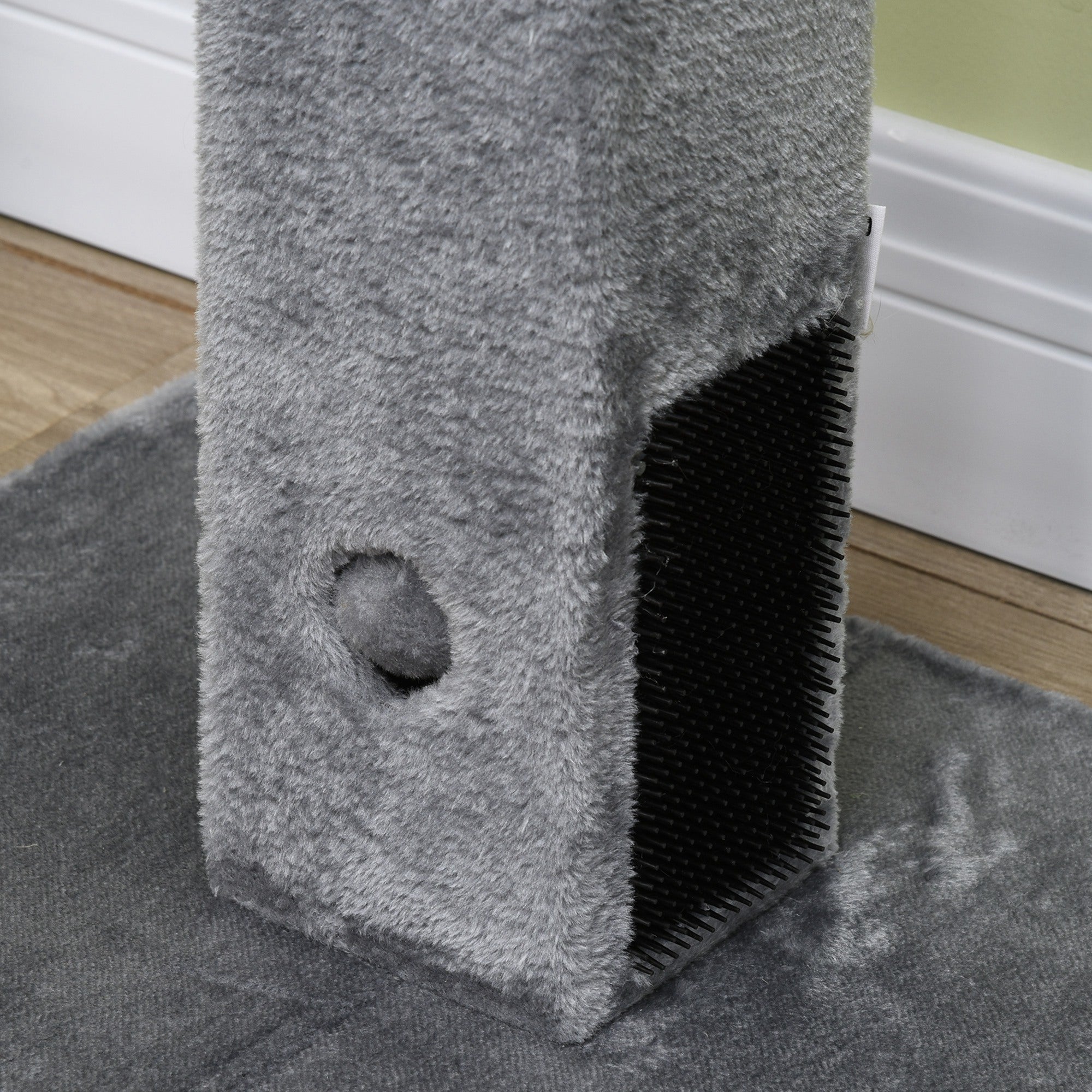 PawHut Cat Tree Scratching Post for Indoor Cats 79cm Jute Scratcher Climber w/ Carpet Base Dangling Toy – Grey