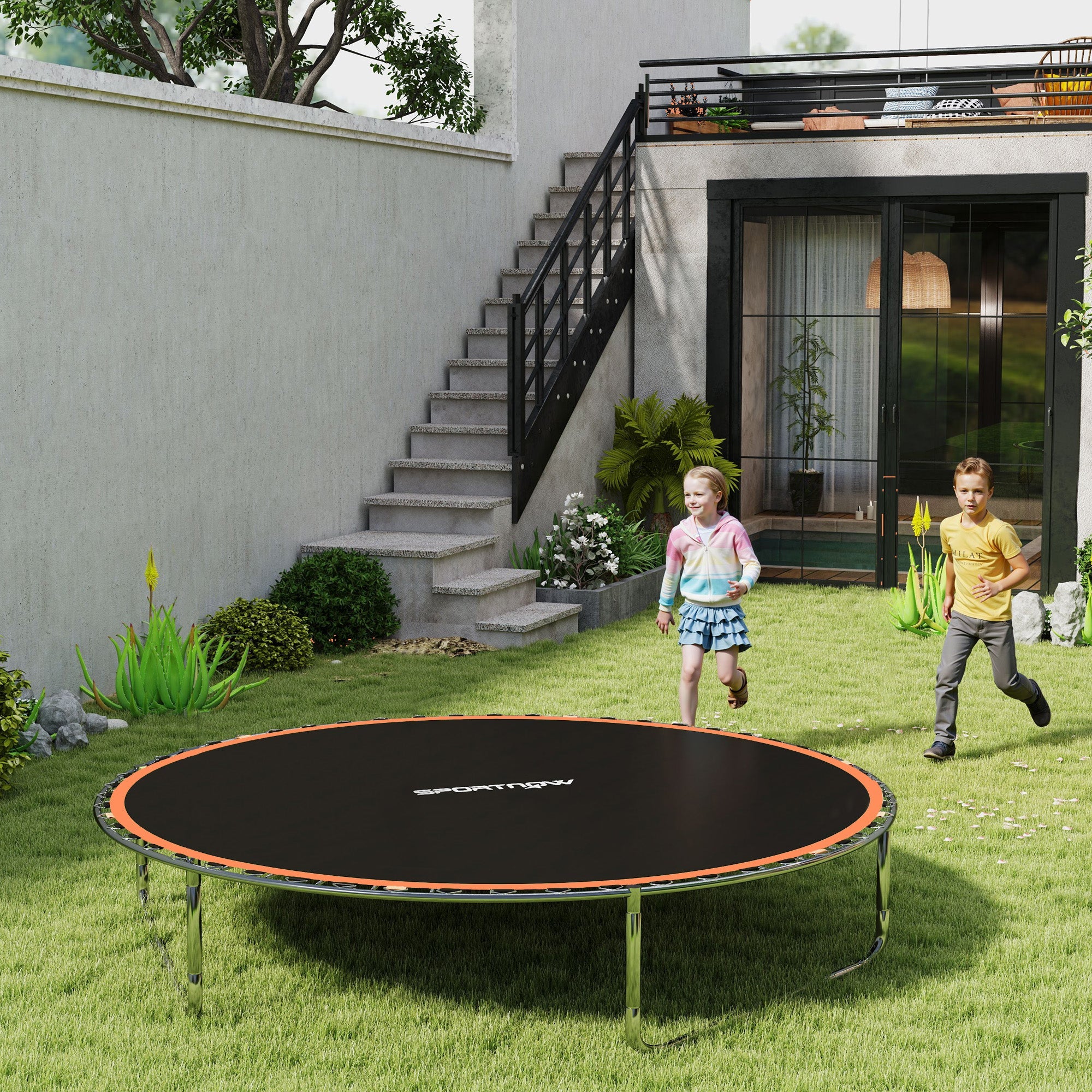 SPORTNOW Trampoline Replacement Mat with Spring Pull Tool, 54 V-Hooks, for 10ft Trampoline using 14cm Springs, Orange