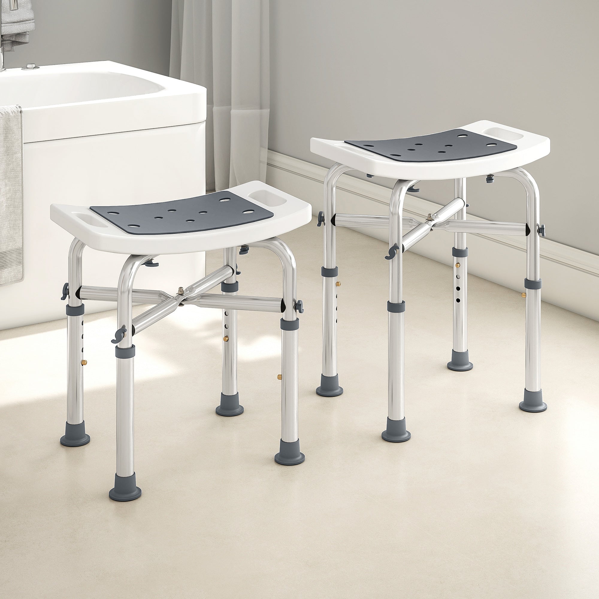 HOMCOM 44-51.5cm Aluminium Frame Shower/Bath Stool - Grey