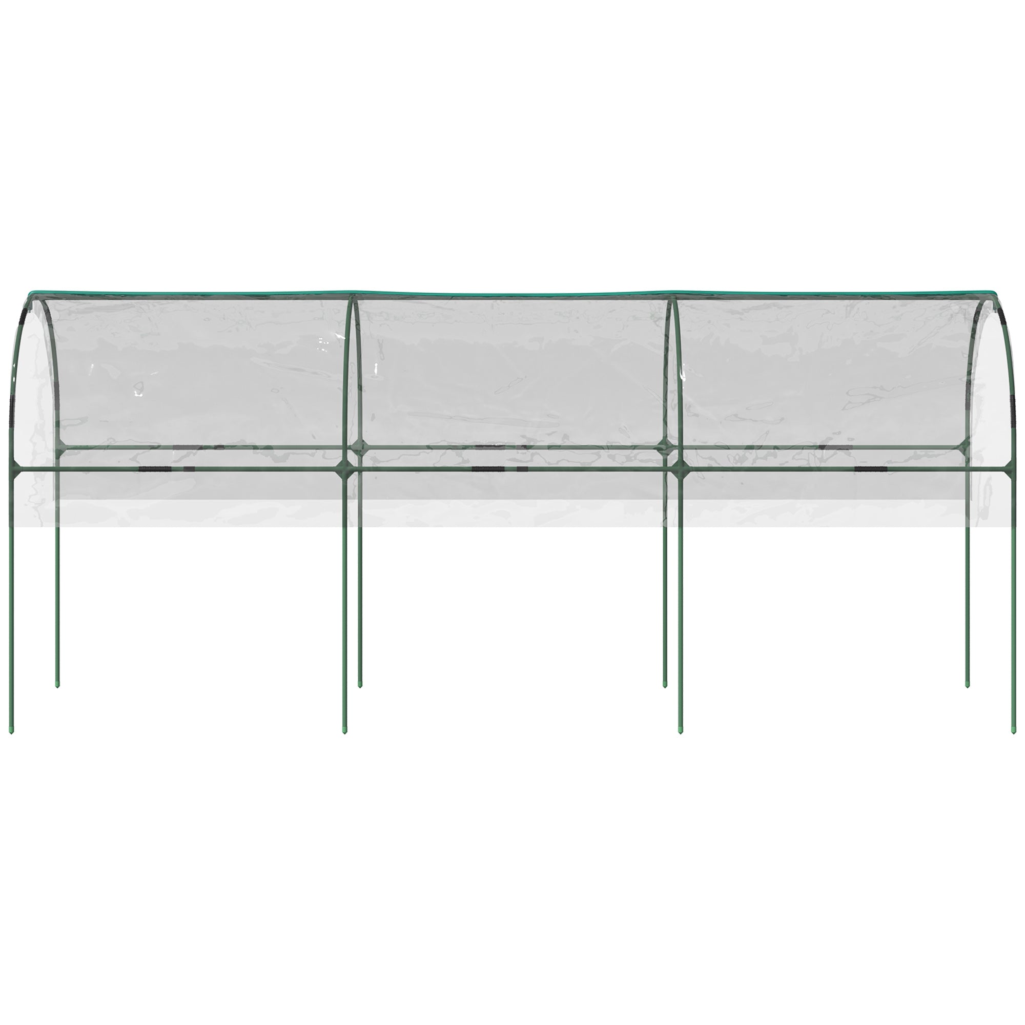 Outsunny Tunnel Tomato Greenhouse with 4 Hoops and Top Tap, Pointed Bottom and Guy Ropes, 400 x 123 x 171 cm, Clear