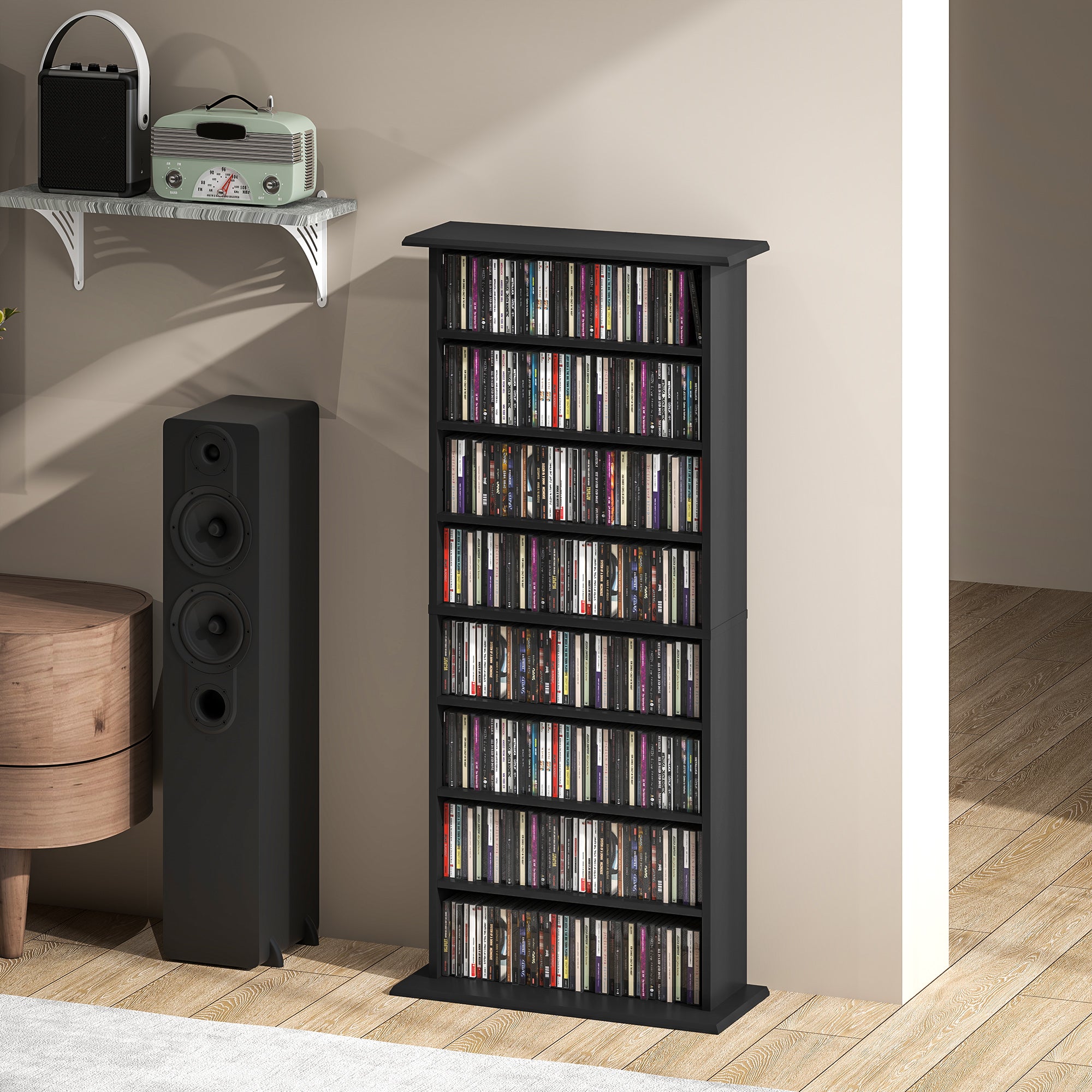 HOMCOM 360 CD/185 DVD/185 Blu-ray Storage Unit - Black