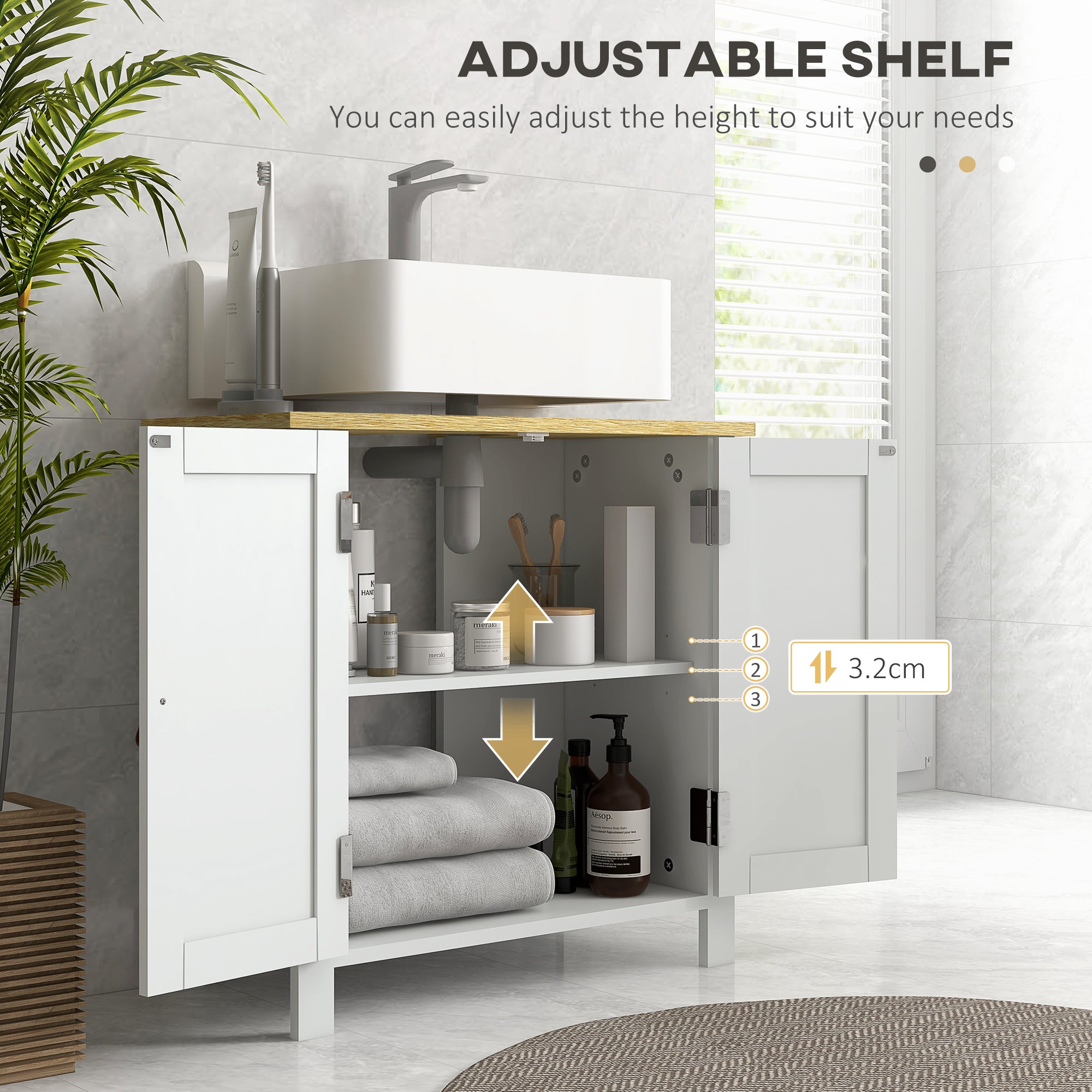 kleankin Under Sink Bathroom Cabinet for Basin without Pedestal - White