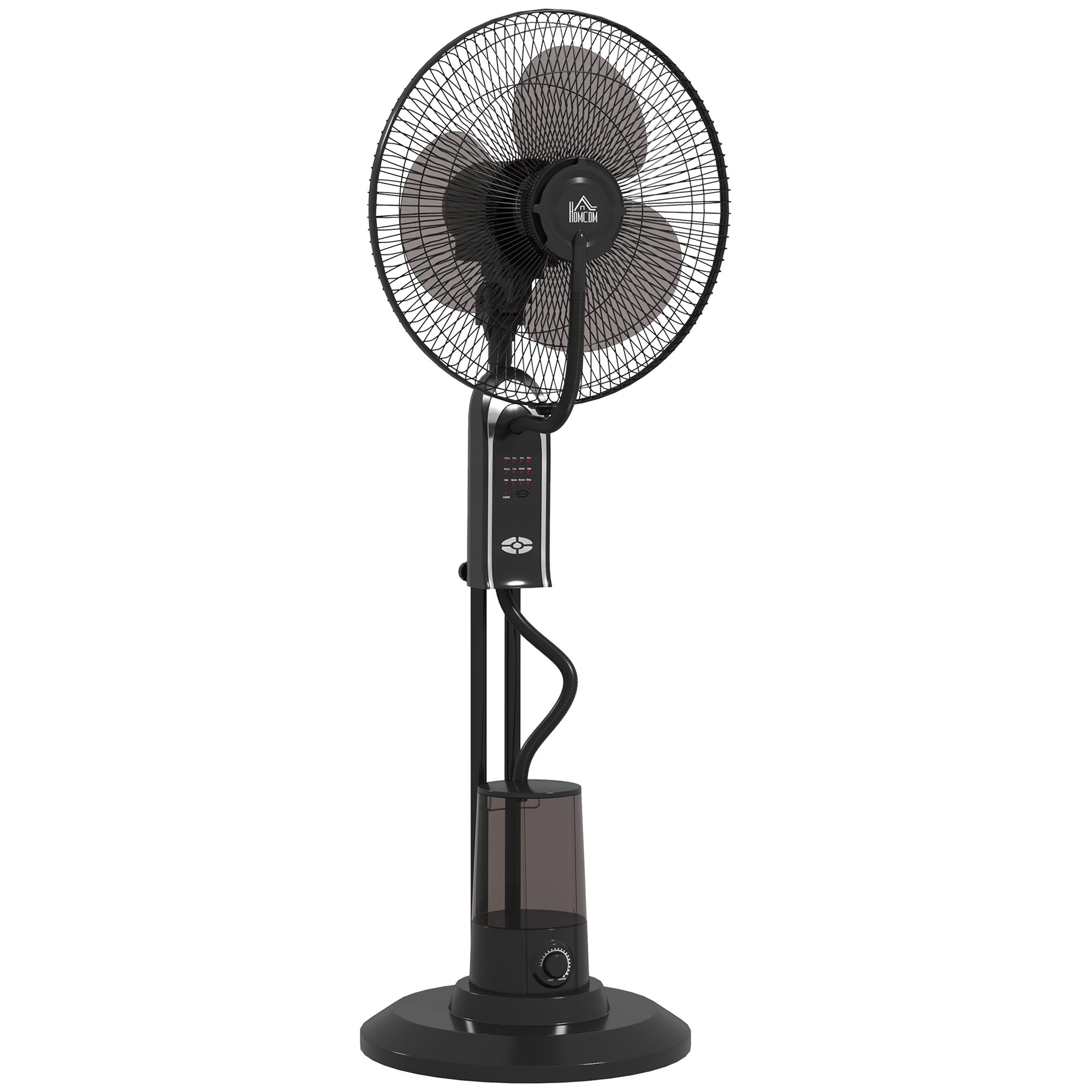 HOMCOM Pedestal Fan with Water Mist Spray, Spray Misting Fan with 70° Oscillation, Tilt Head, 3 Speeds, 3 Modes, Adjustable Mist, 3.2L Water Tank, for Home, 120 cm