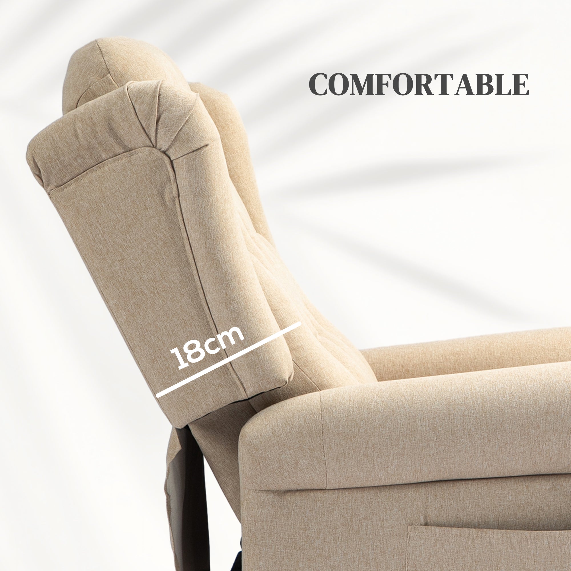 HOMCOM 45\'c2\'b0 Lifting Riser and Recliner Armchair - Beige