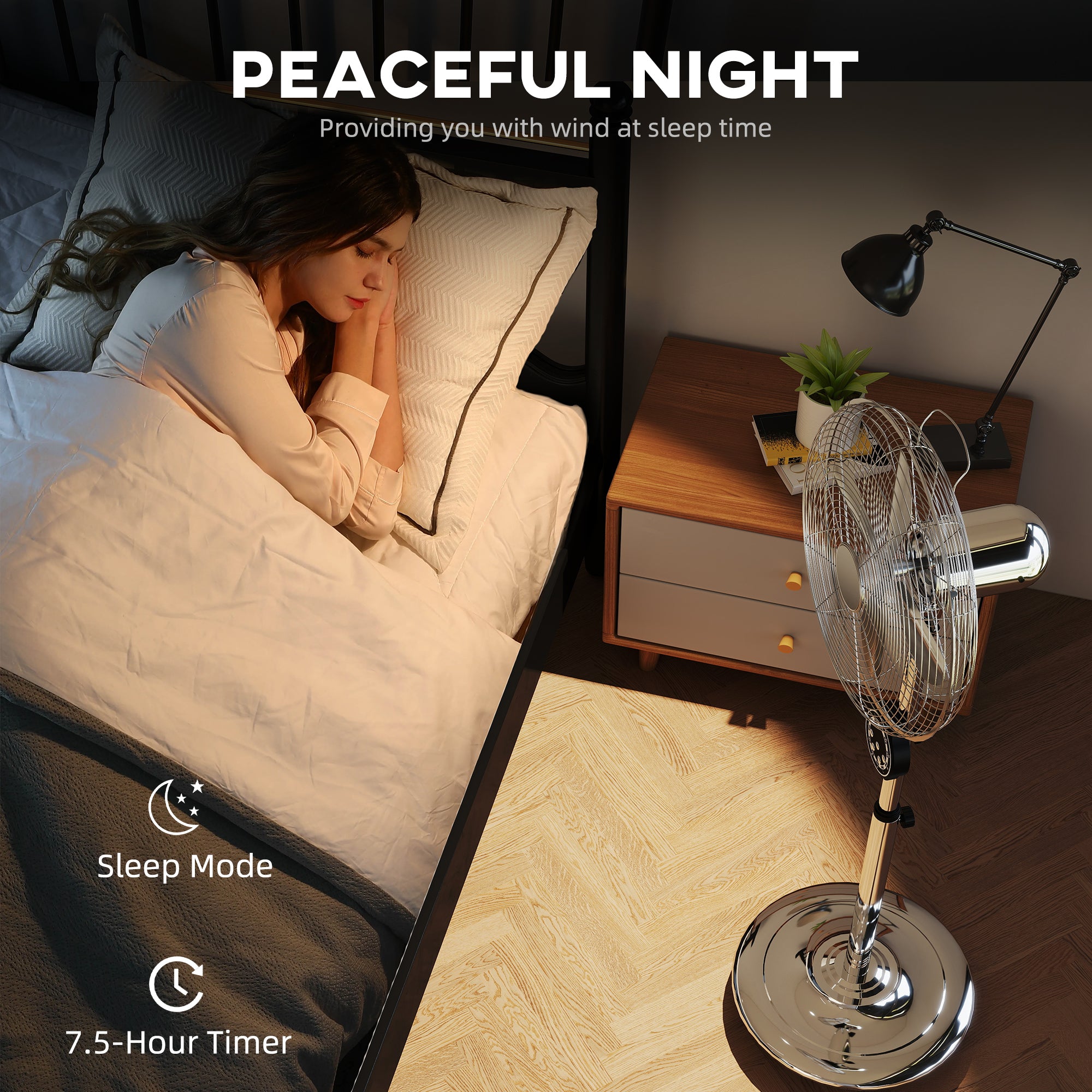 HOMCOM 18" Metal Pedestal Fan with Oscillating, Adjustable Height - Silver Tone