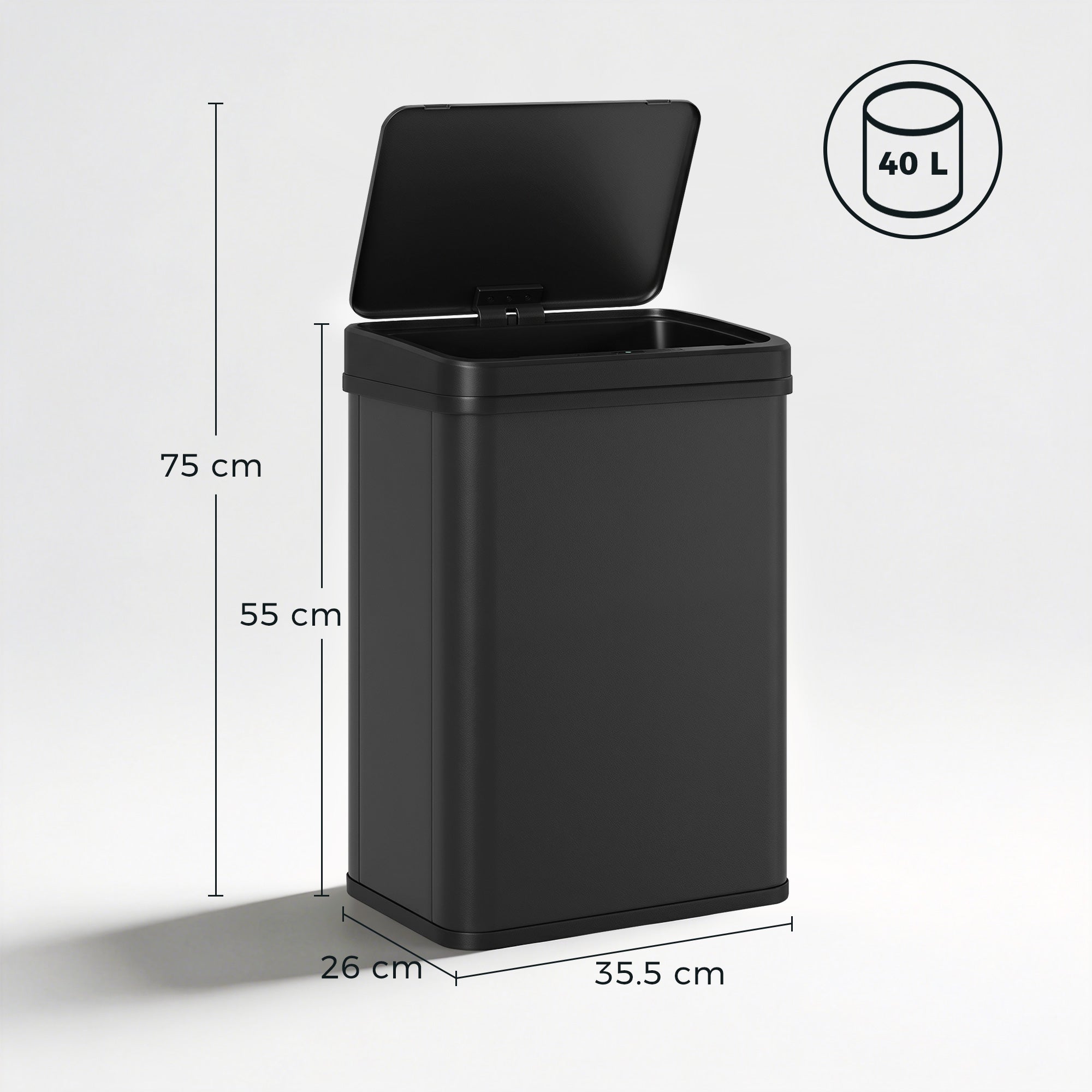 HOMCOM 40L Sensor Bin with Soft-Close Lid, Stainless Steel Automatic Touchless Motion Sensor Kitchen Bin, Black