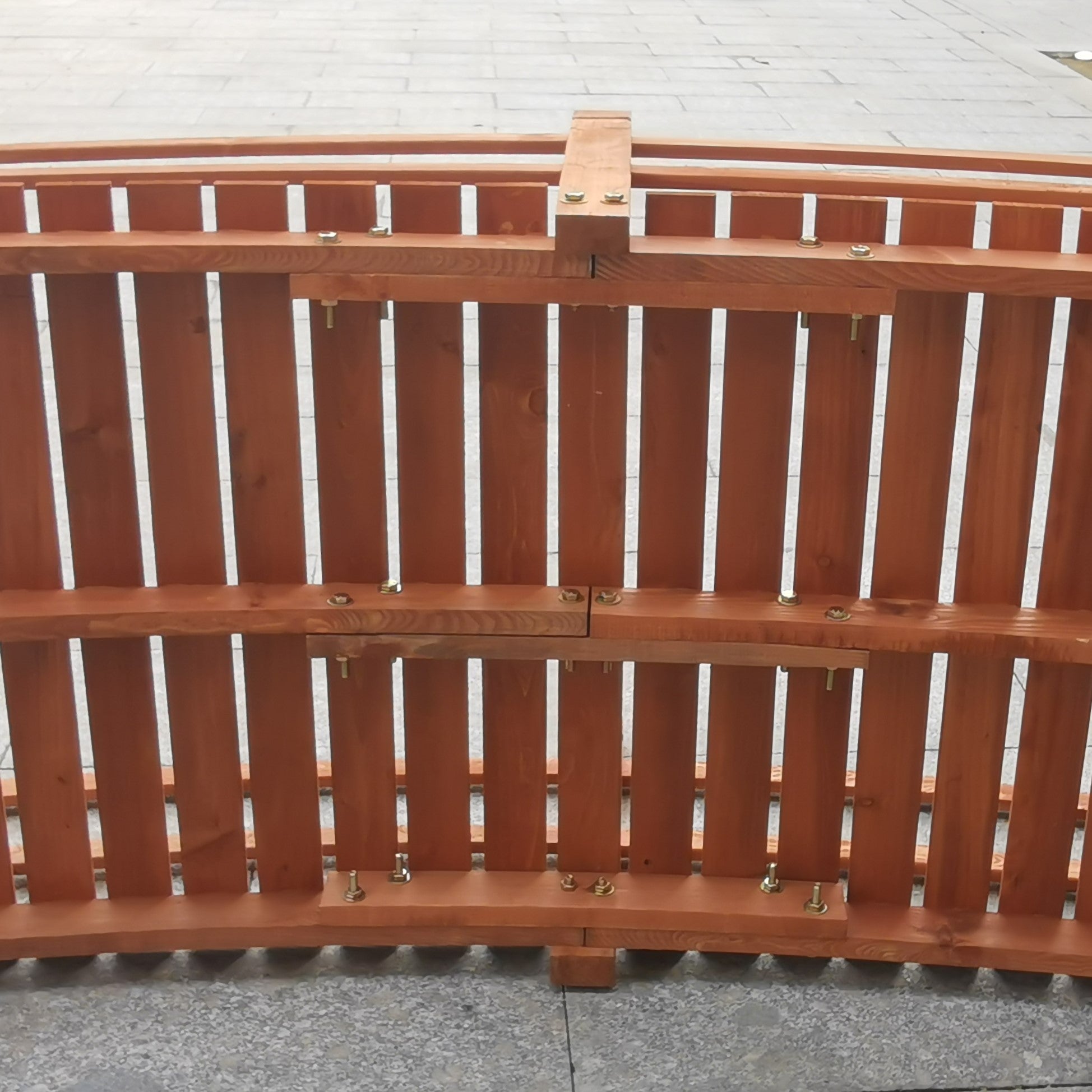 Outsunny 6FT Wooden Garden Bridge with Safety Railings, Classic Arc Footbridge for Stream Pond Walkway, Orange
