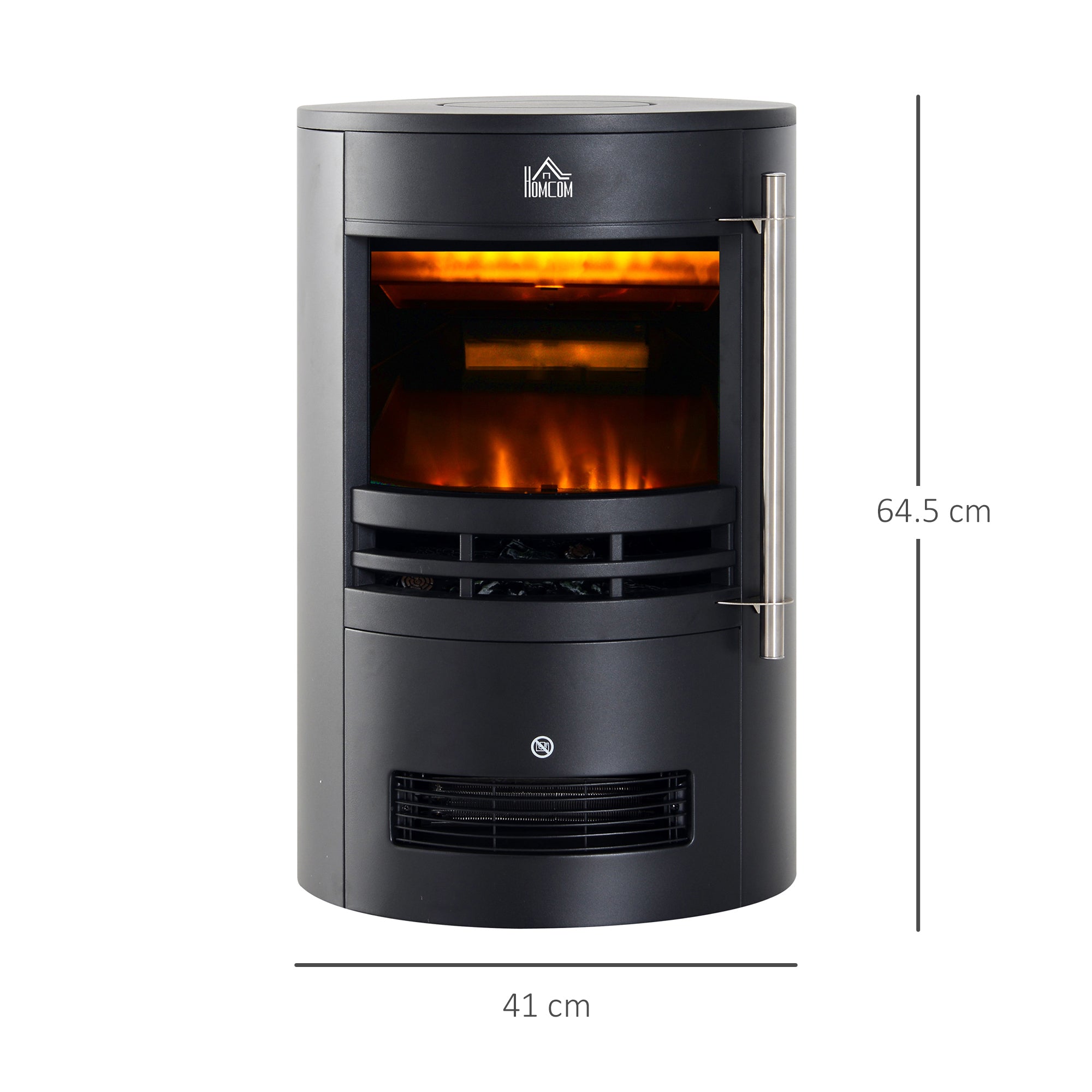 HOMCOM 1000W/2000W Freestanding Electric Fireplace, Indoor Heater Fire Stove with Log Burner Effect Flame, Thermostat Control