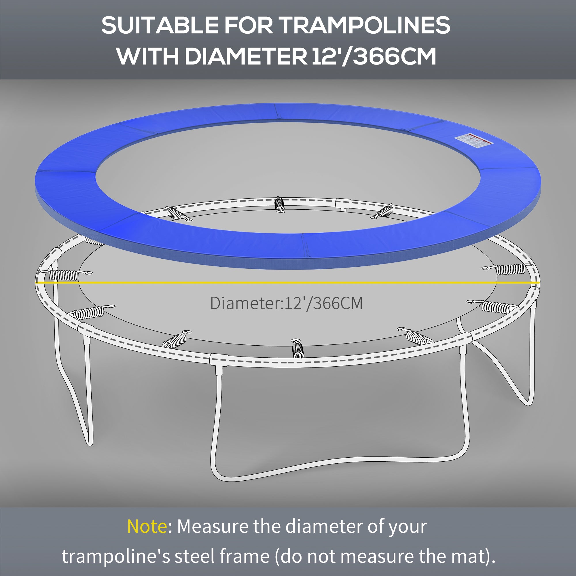 HOMCOM 12ft Trampoline Pad \'ce\'a6366cm Trampoline Accessories Surround Pad Thick Foam Pads Padding Replacement Spare- Blue