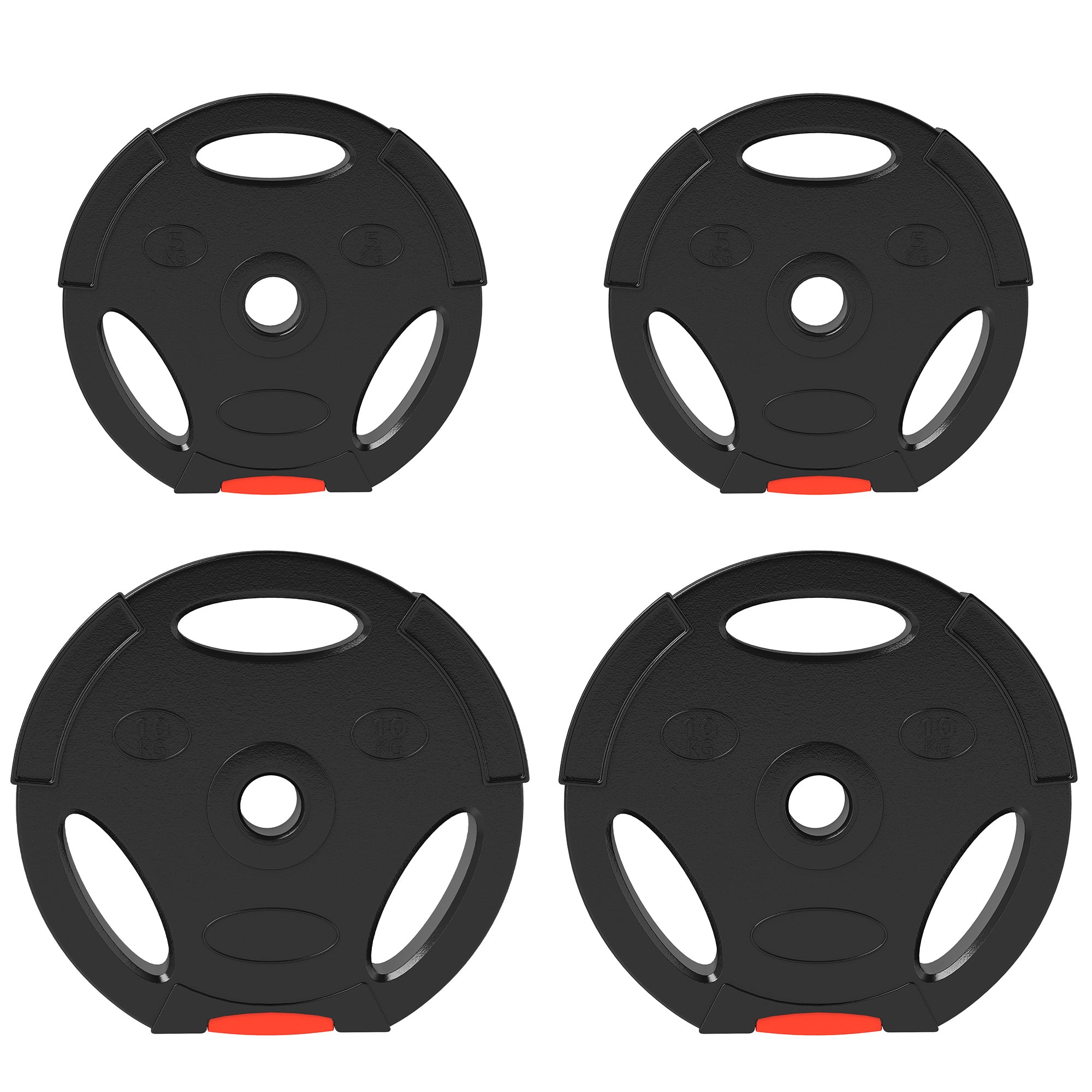 SPORTNOW Olympic Weight Plates Set, with Two 10kg and Two 5kg weights, Black