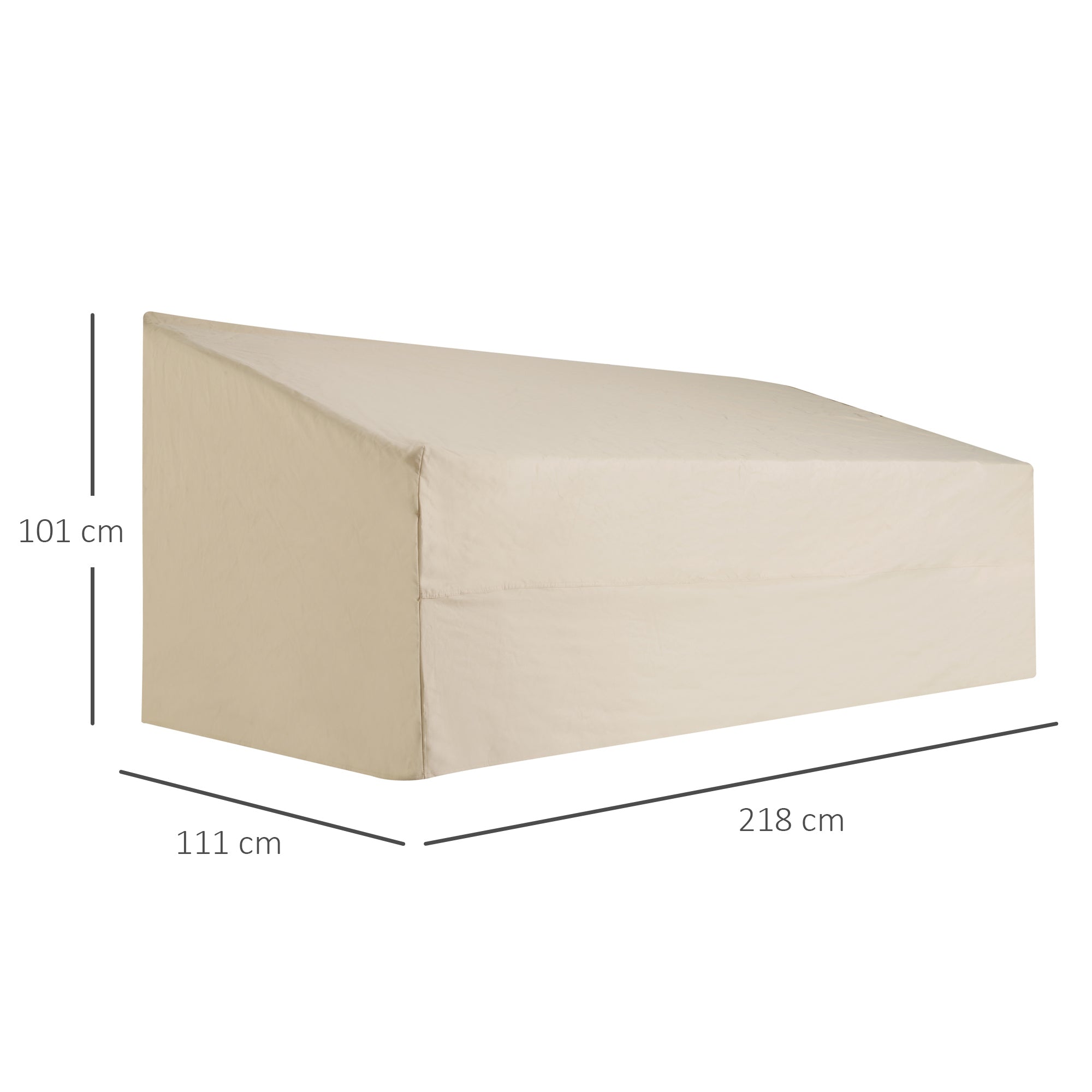 Outsunny 600D Oxford Cloth Furniture Cover, 3 Seater Sofa Protector for Garden Patio, Outdoor, Waterproof, Beige, 218 x 111 x 63-101 cm