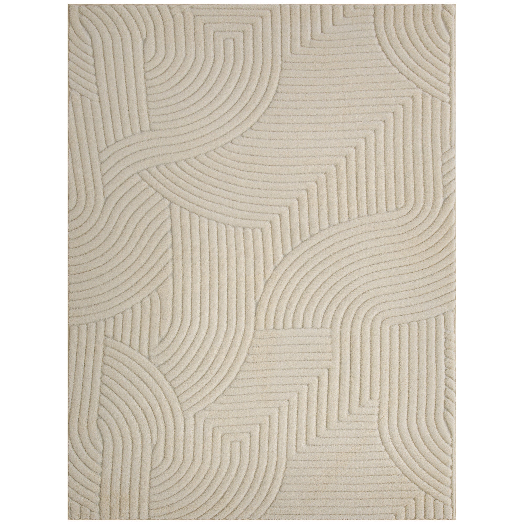 HOMCOM Modern Geometric Rug, Thick Plush, Non-Slip, 160 x 120 cm – Cream, Living Room/Bedroom/Office