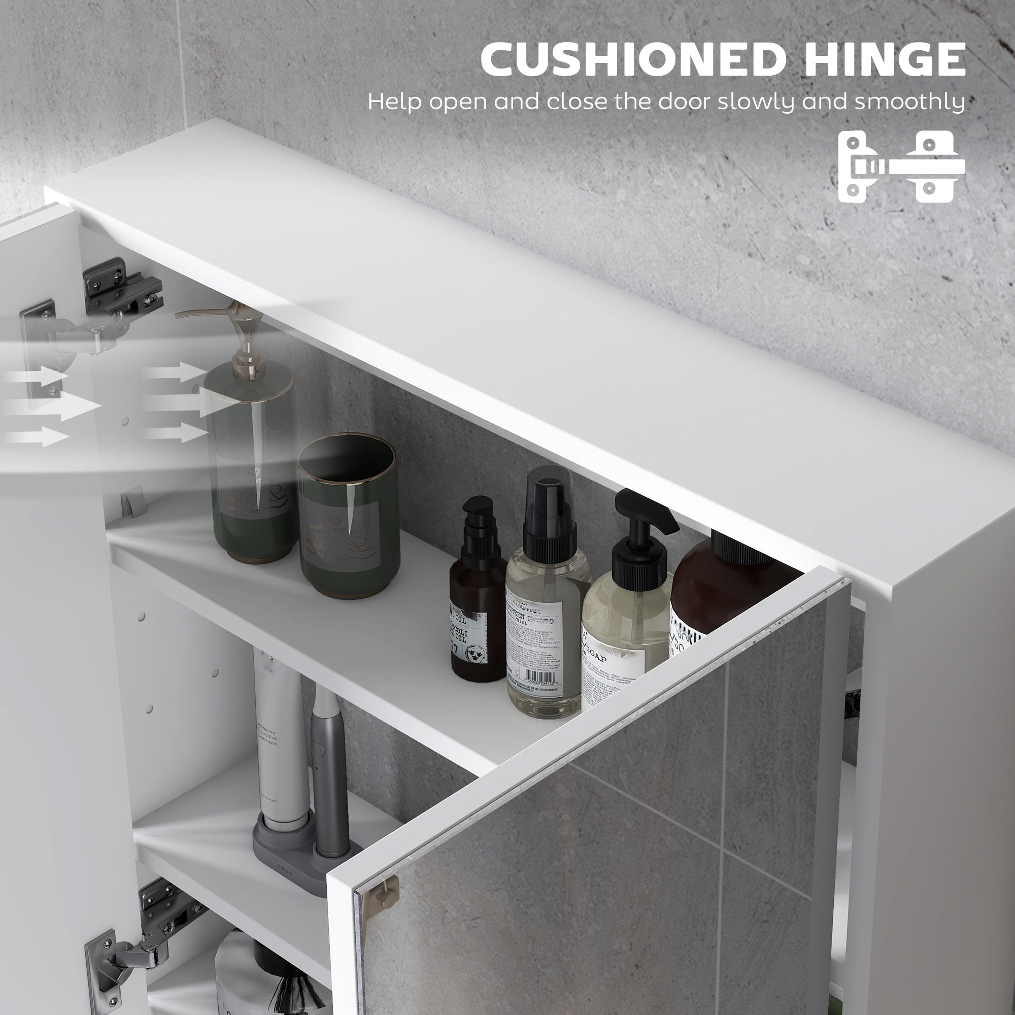 HOMCOM Double Door Wall Mounted Glass Mirror Cabinet Modern Storage Unit Bathroom Shelf Organiser Waterproof Wooden Frame 60W x 15D x 60H cm