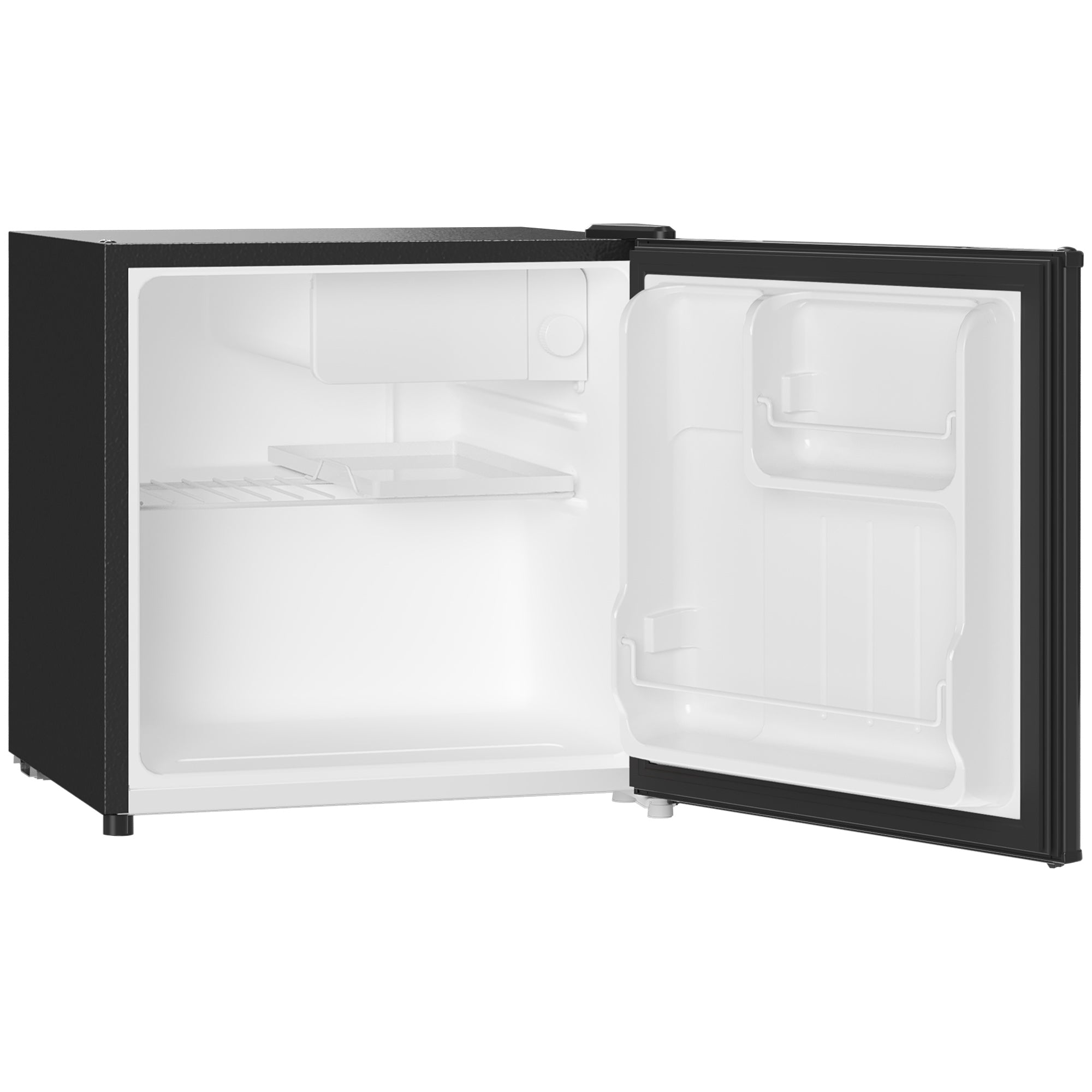 HOMCOM 46 Litre Table Top Mini Fridge, Small Fridge with Ice Box, Reversible Door, Adjustable Temperature and Legs for Bedrooms, Home Office, Black