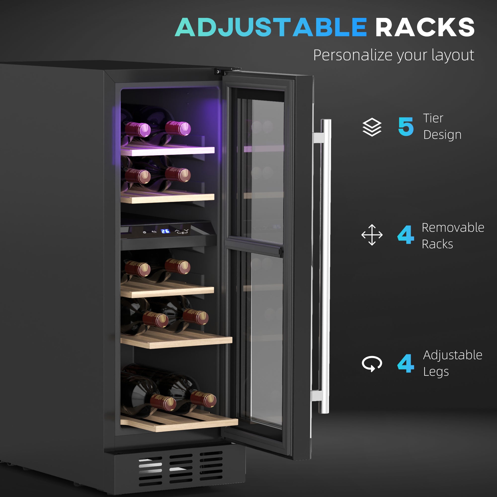 HOMCOM 16 Bottle Dual Zone 5-18\'e2\'84\'83 Wine Fridge - Black