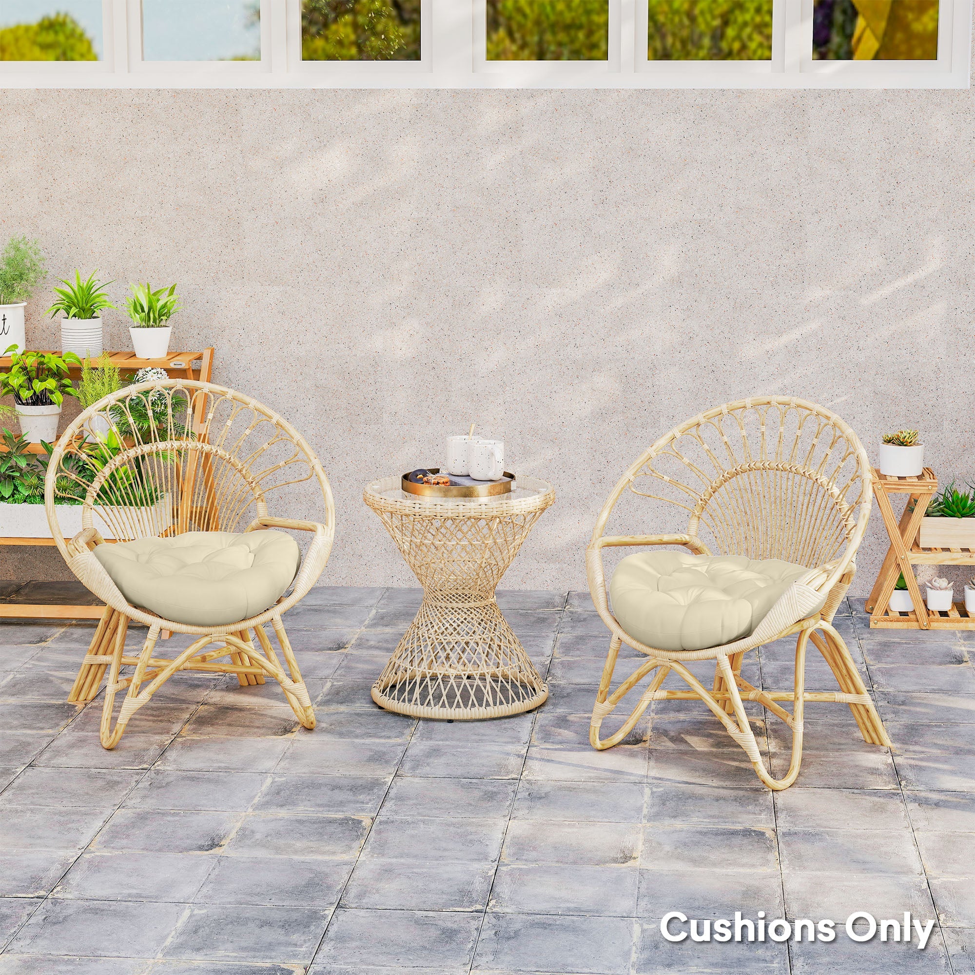 Outsunny Set of Two Φ60cm Outdoor Cushions - Beige