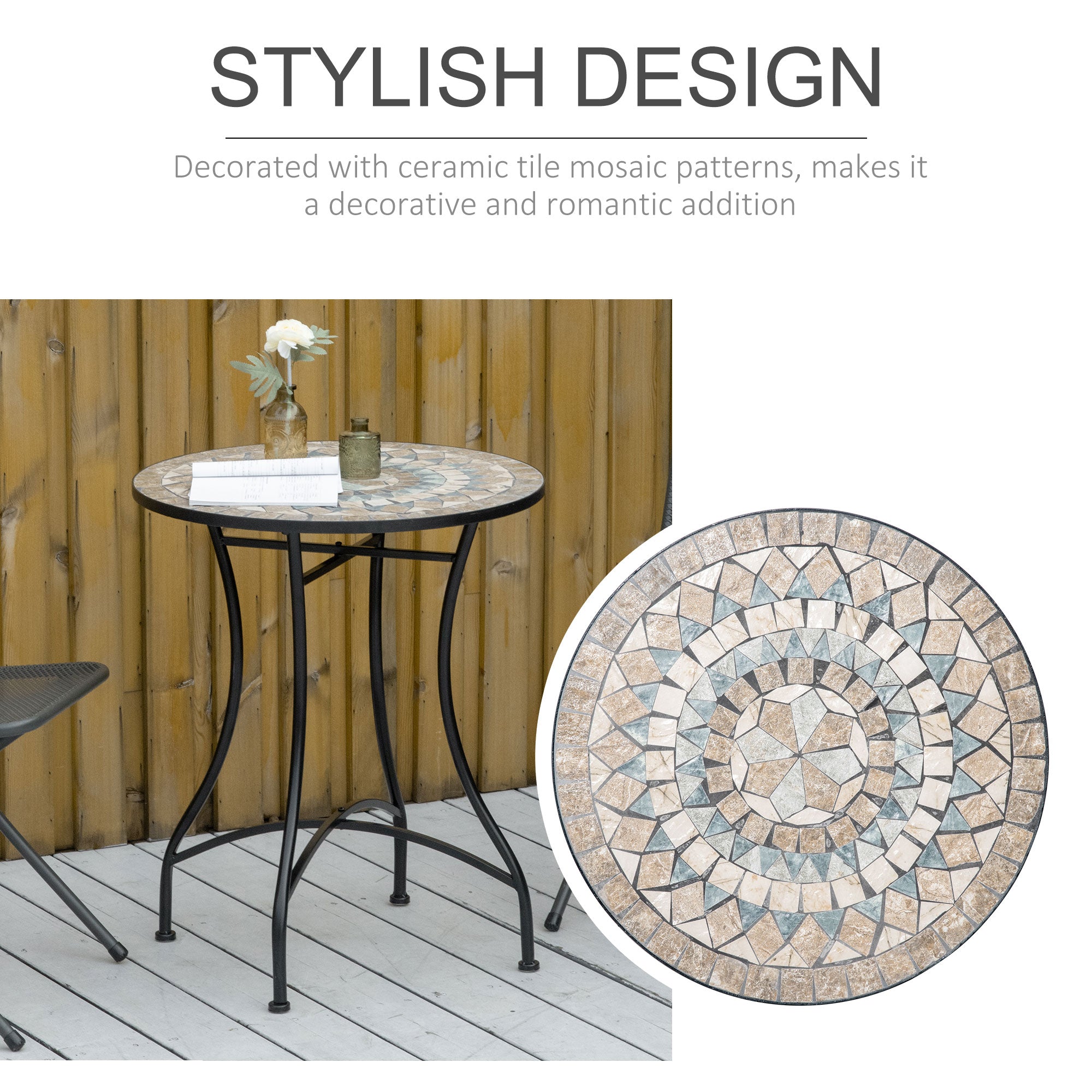 Outsunny \'ce\'a660cm Mosaic Outdoor Patio Table - Green