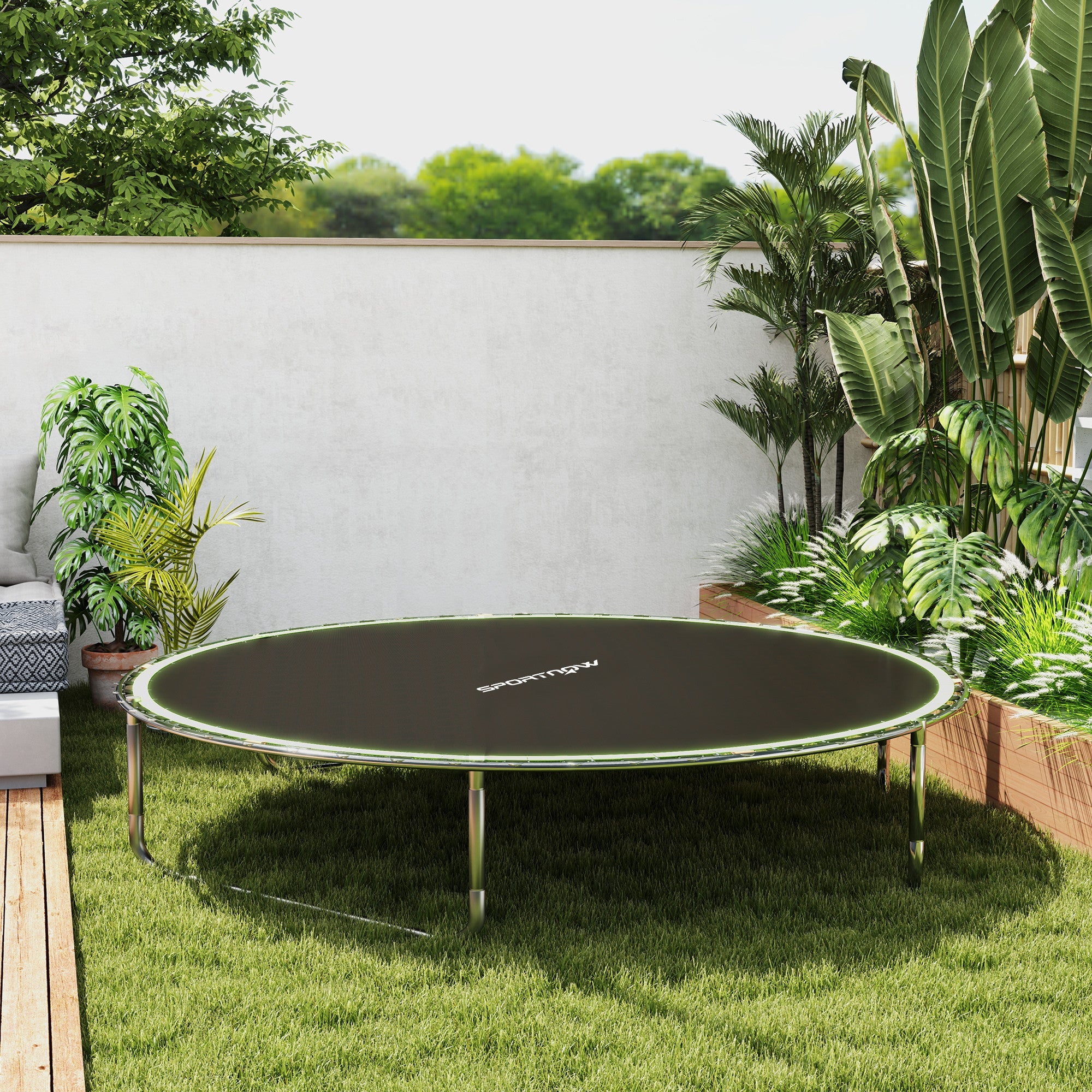 SPORTNOW Trampoline Replacement Mat with Spring Pull Tool, 42 V-Hooks, for 8ft Trampoline using 14cm Springs, Green