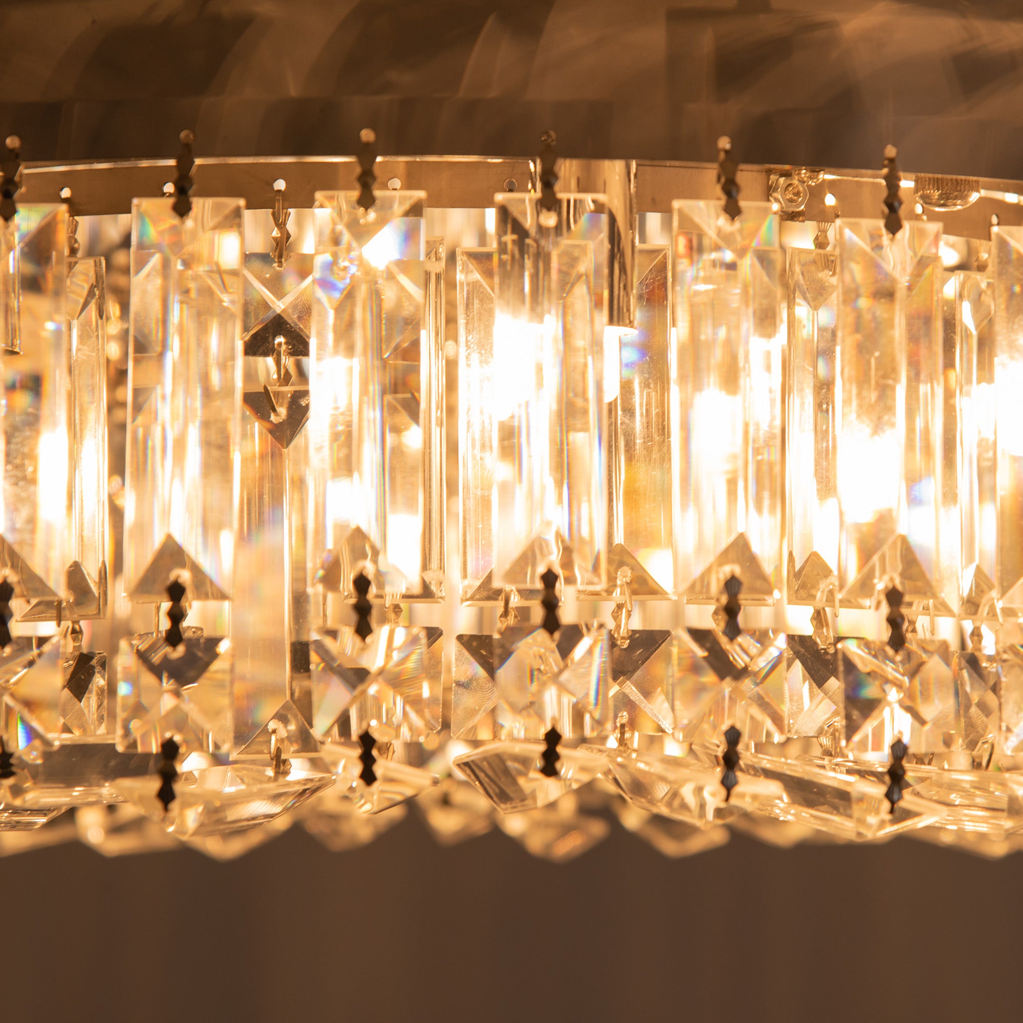 HOMCOM Crystal Ceiling Lights Set of 2, Modern Flush Chandeliers with Stainless Steel Base, Pendant Lights for Living Room Bedroom Dining Room, Silver Tone
