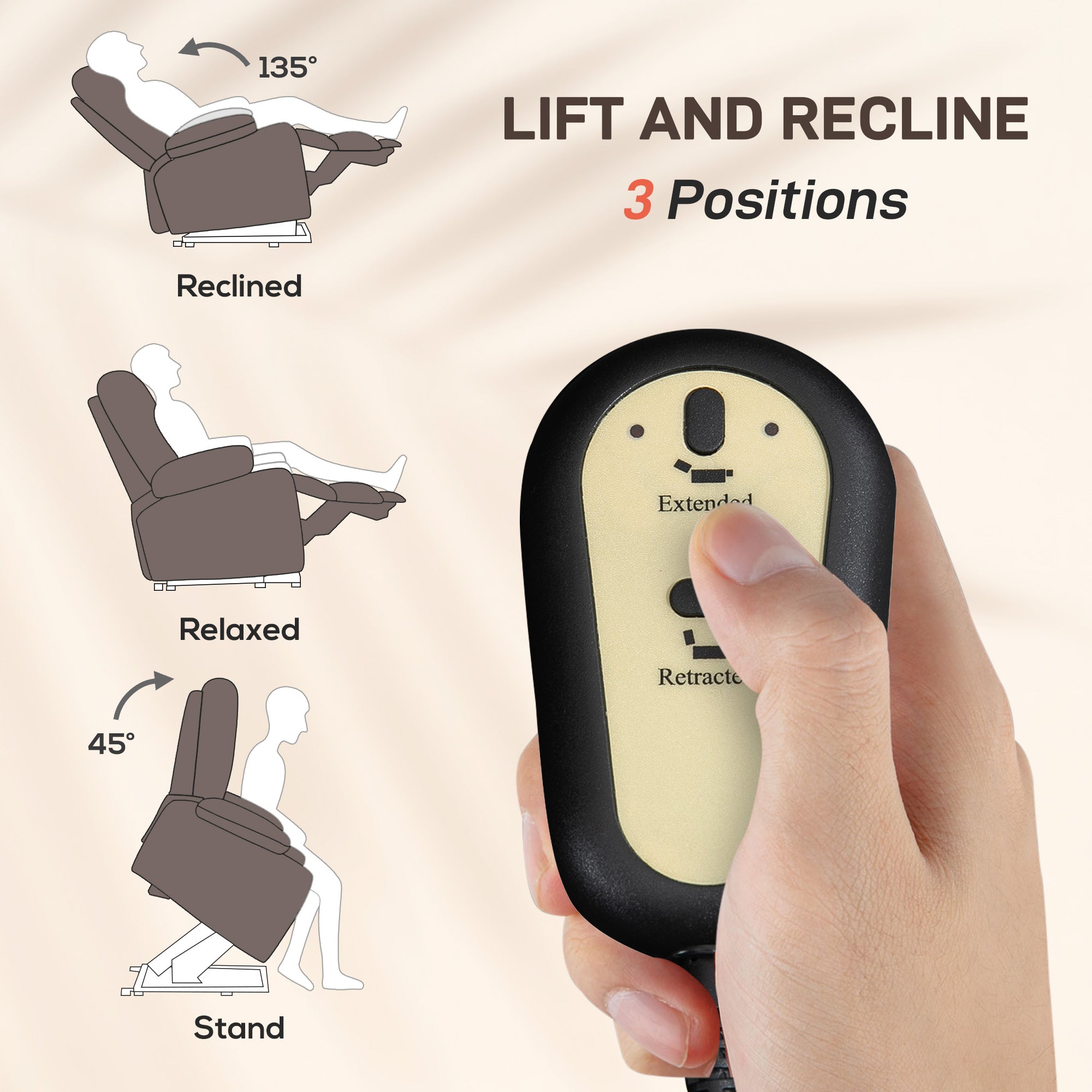 HOMCOM Electric Rise/Recline Armchair, with Reading Light - Brown