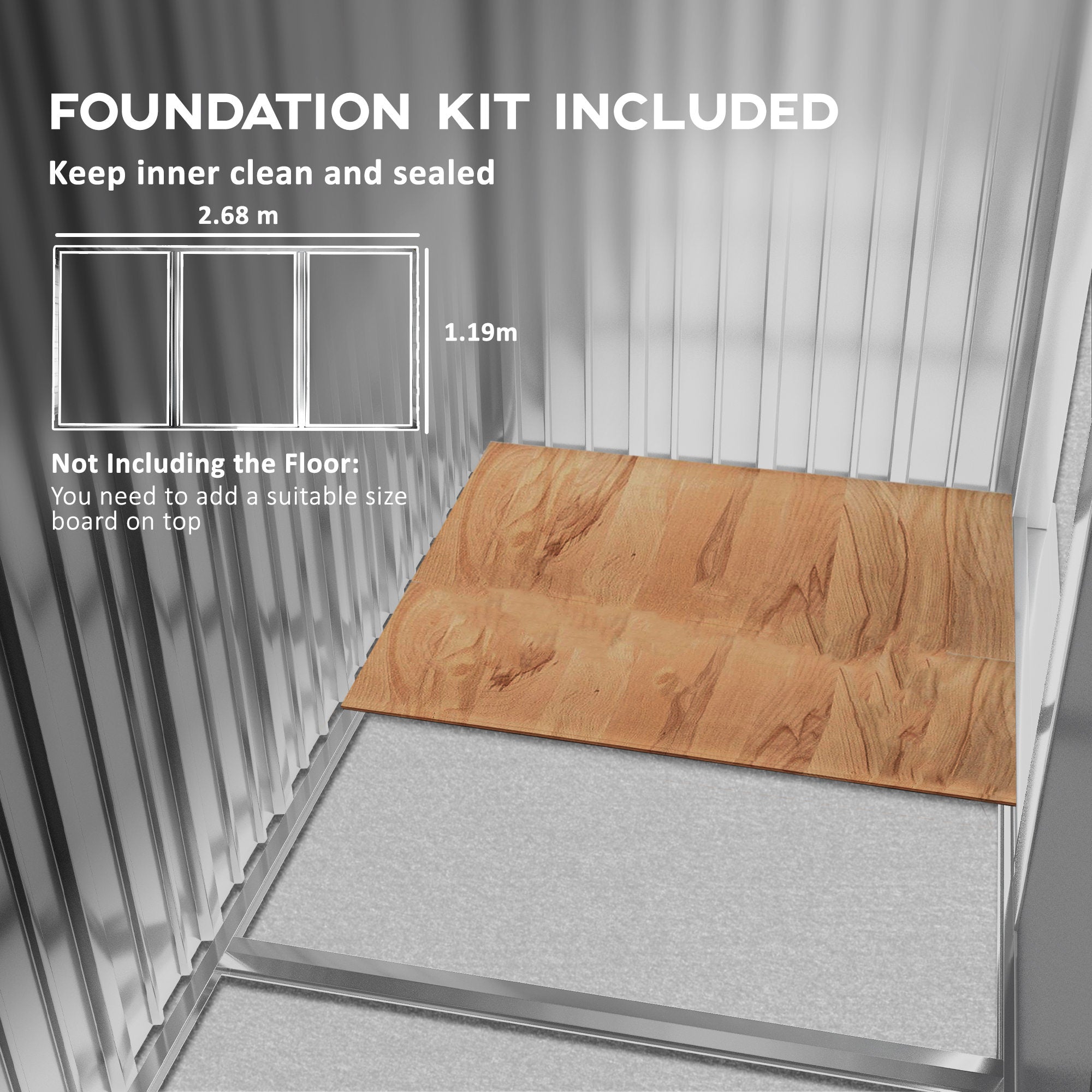 Outsunny Corrugated Garden Metal Storage Shed Outdoor Equipment Tool Box with Kit Ventilation Doors 9x 4FT Light Grey