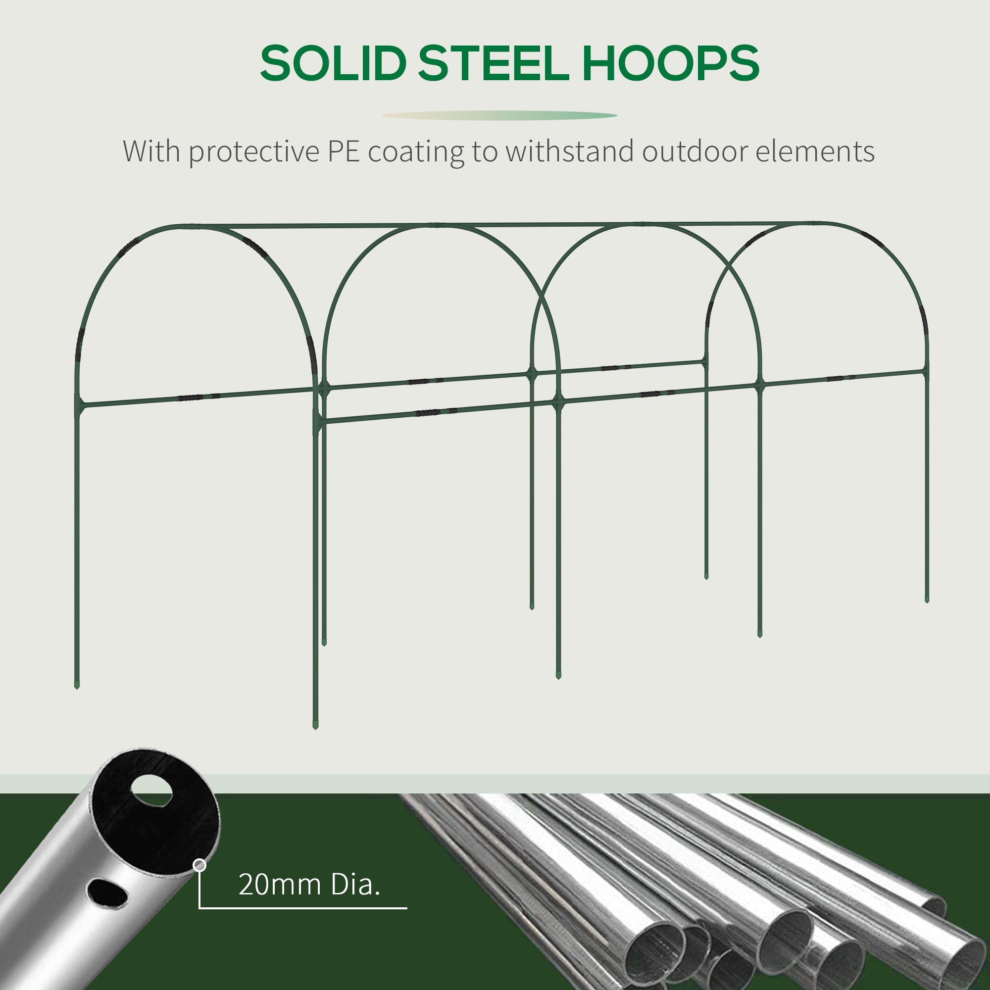 Outsunny Tunnel Tomato Greenhouse with 4 Hoops and Top Tap, Pointed Bottom and Guy Ropes, 400 x 123 x 171 cm, Clear