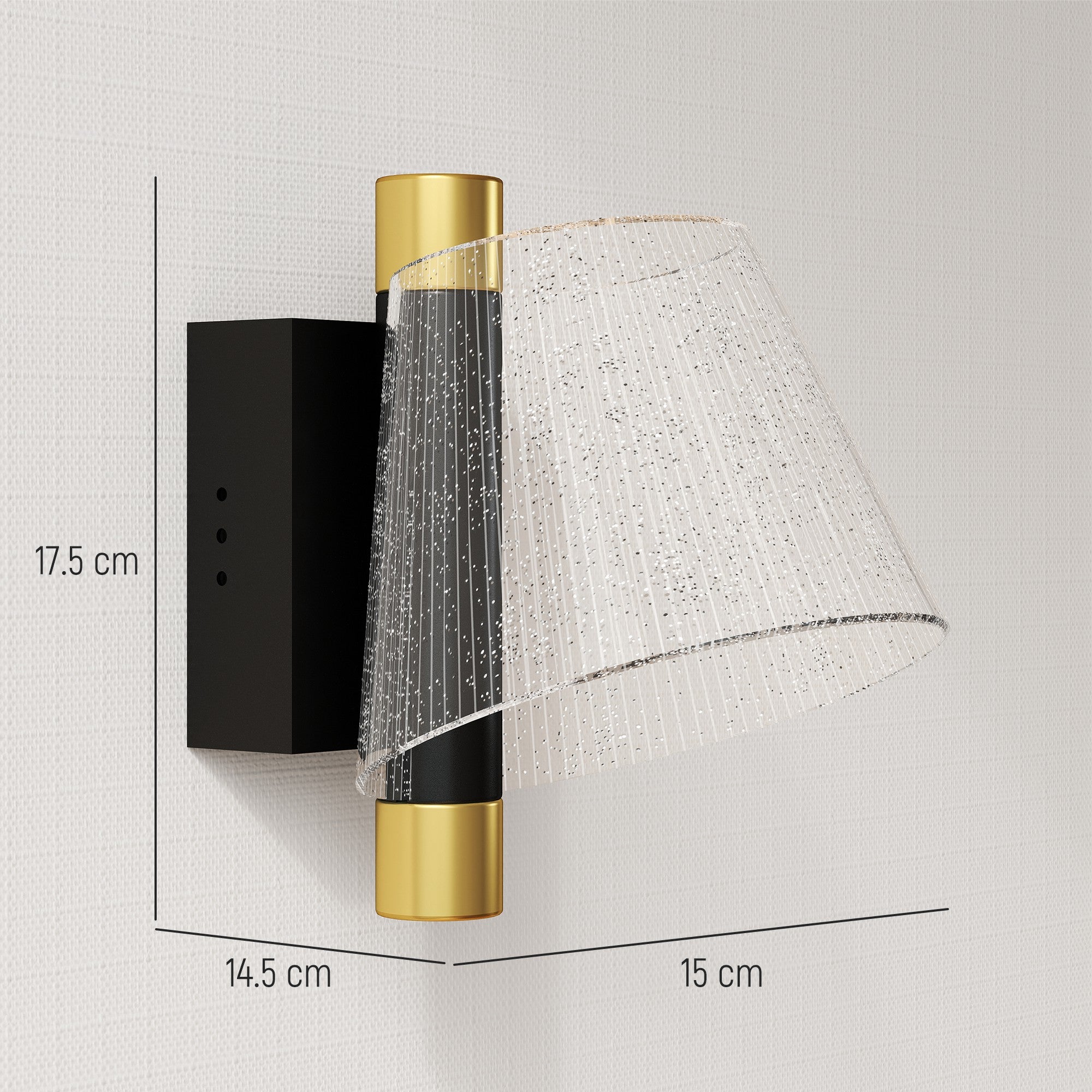 HOMCOM Led Wall Lamp 2 Pack, 5W Modern Indoor Starry Wall Light, Colour Temperature Adjustable 3000K/4000K/6500K, for Bedroom, Living Room, Hallway, Stairs, Black