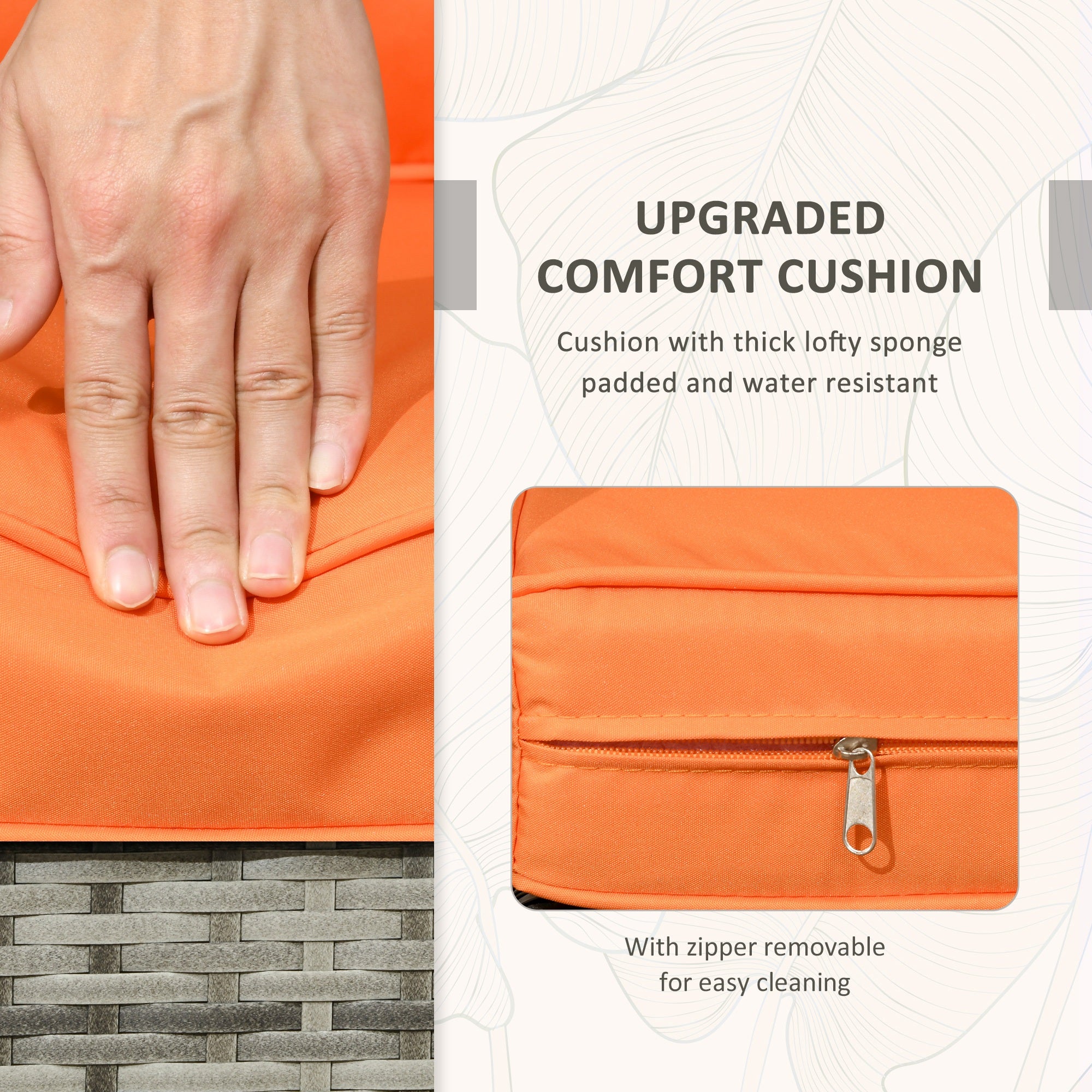 Outsunny 3 Pieces Rattan Bistro Set, Wicker Garden Furniture Set with Storage  Coffee Table and Chairs, Thickened Cushions for Outdoor, Patio, Balcony, Orange