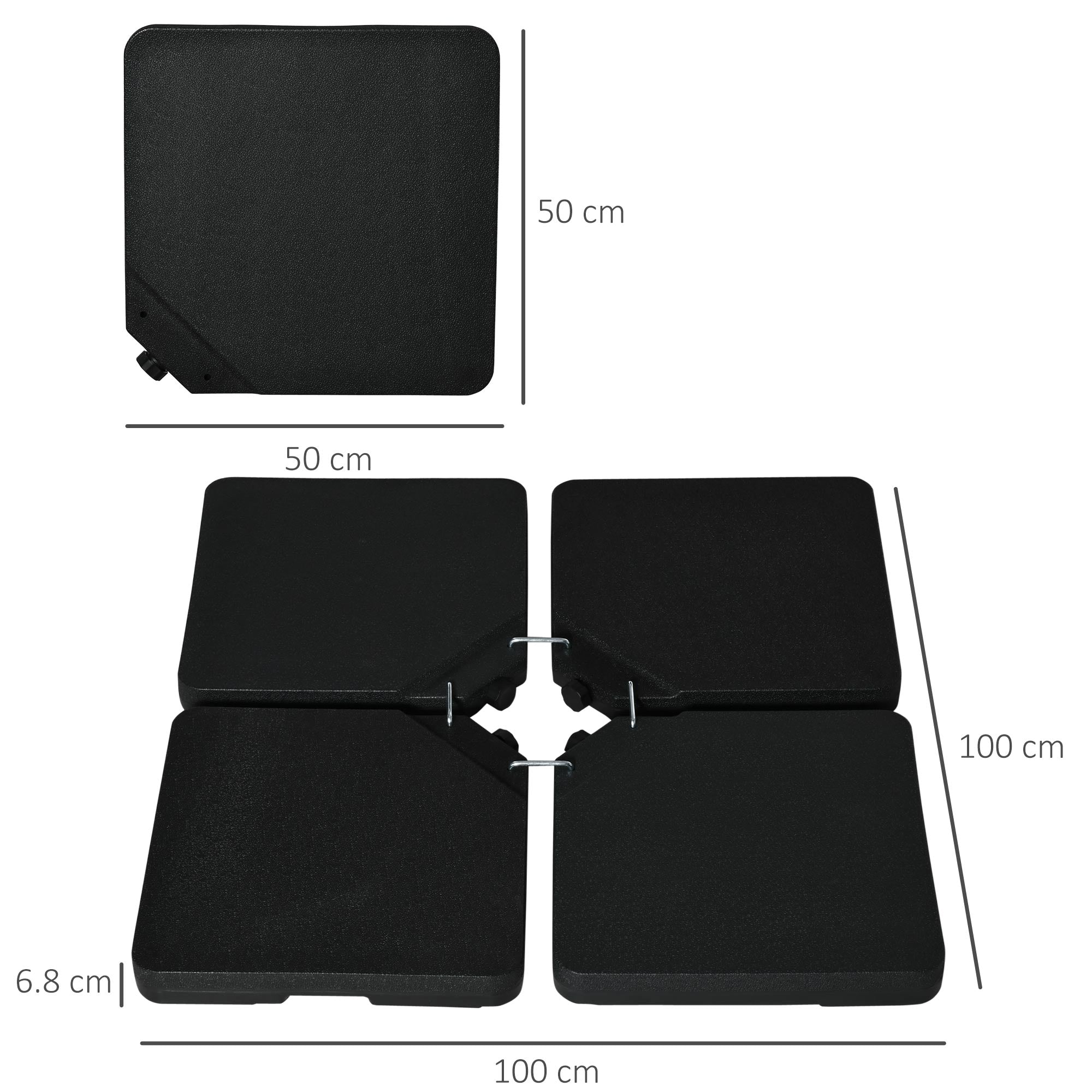 Outsunny Four-Piece Plastic Cantilever Parasol Base - Black