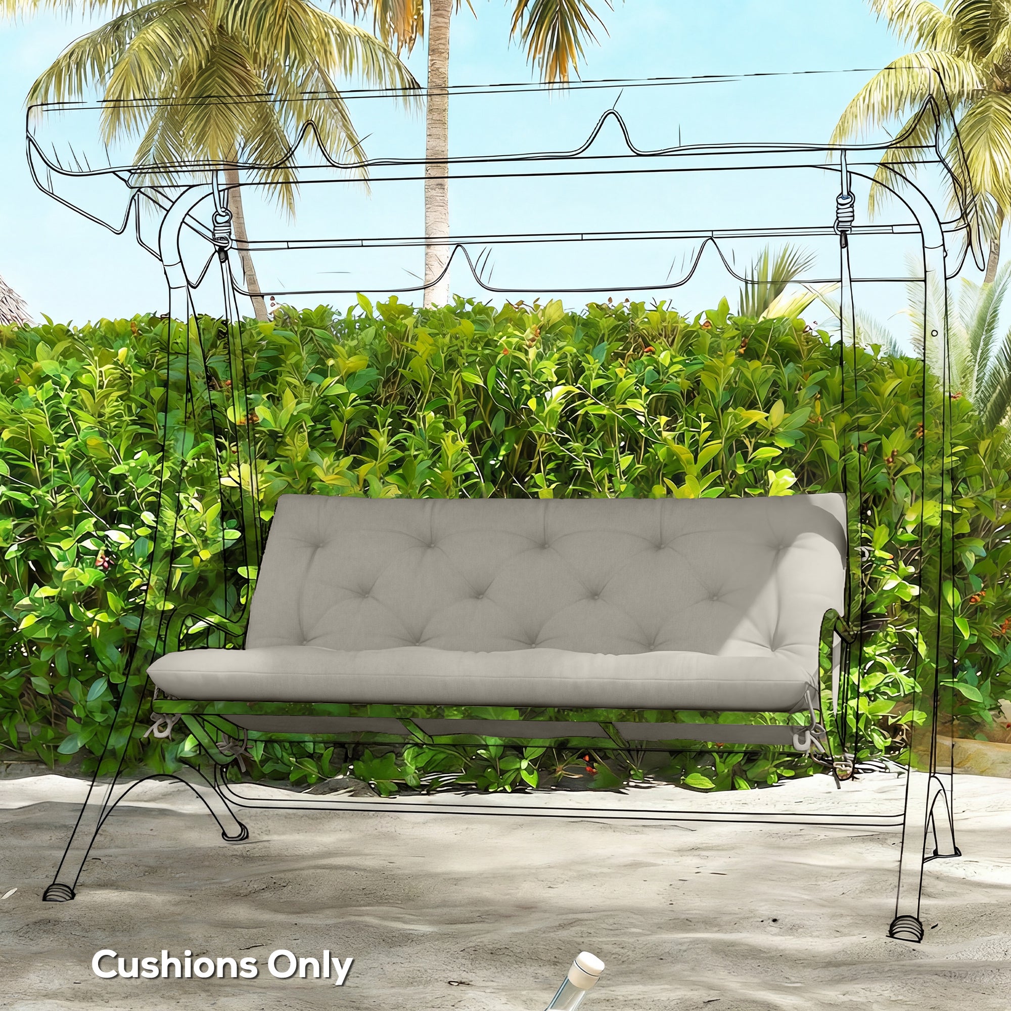 Outsunny Garden Bench Cushion, 2 Seater Swing Chair Cushion, Seat Pad with Ties for Indoor and Outdoor Use, 110 x 120 cm