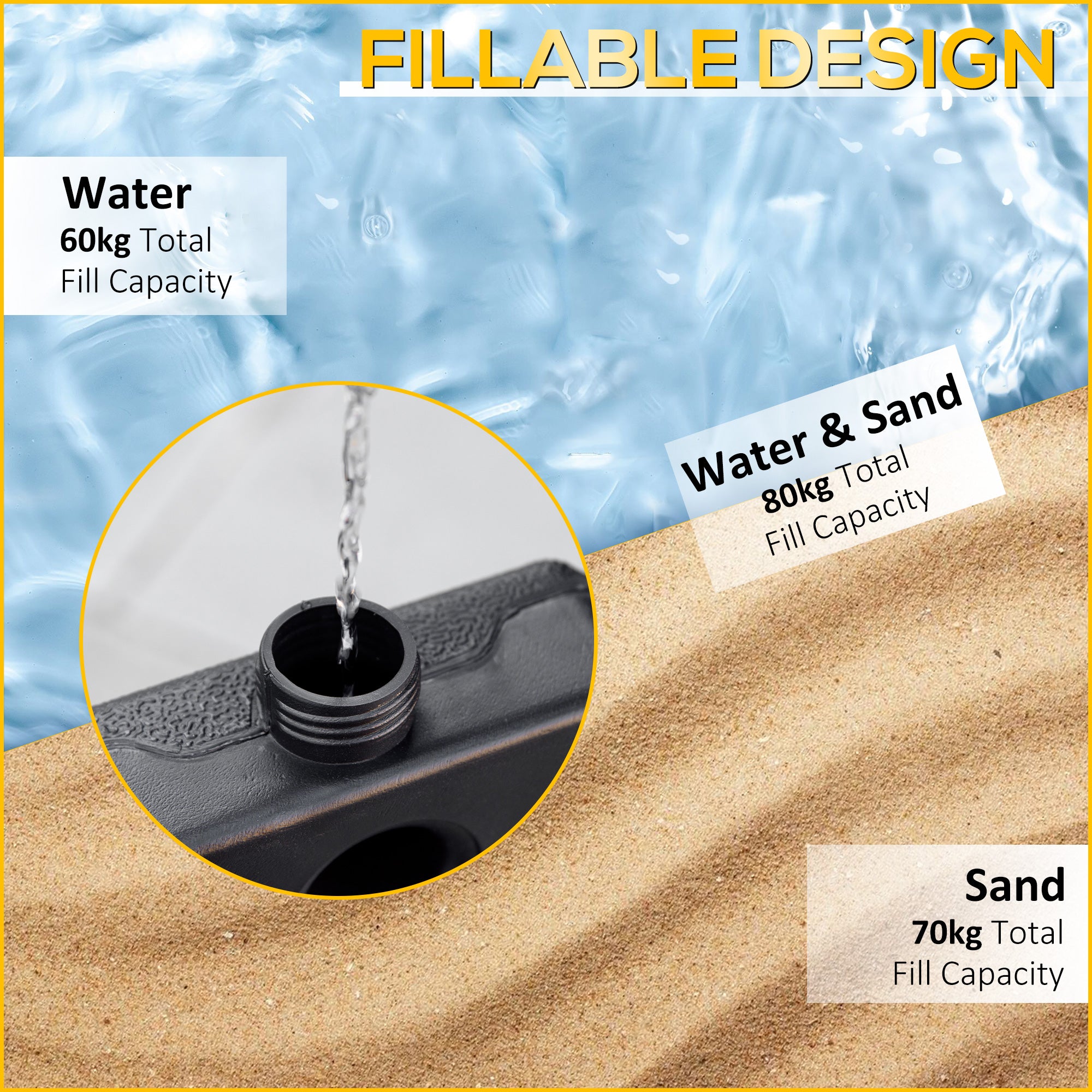 Outsunny Four-Piece Plastic Cantilever Parasol Base - Black