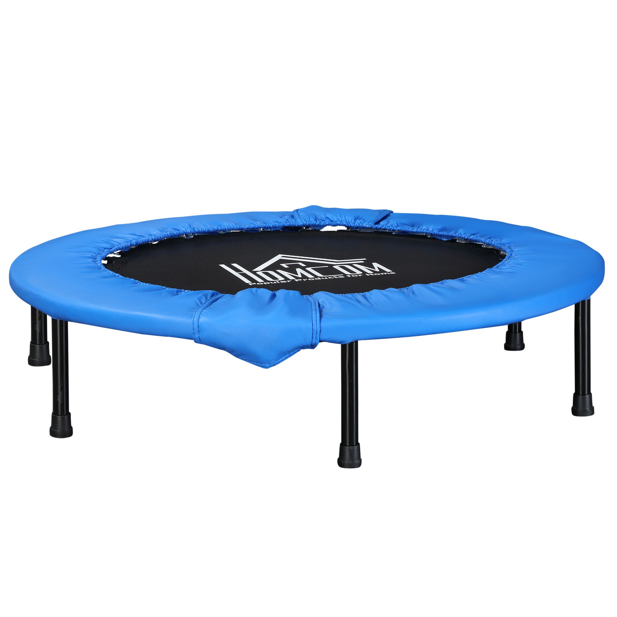 HOMCOM \'ce\'a696cm Mini Fitness Trampoline Home Gym Yoga Exercise Rebounder Indoor Outdoor Jumper with Safety Pad, Support Up to 100 KG, Blue and Black