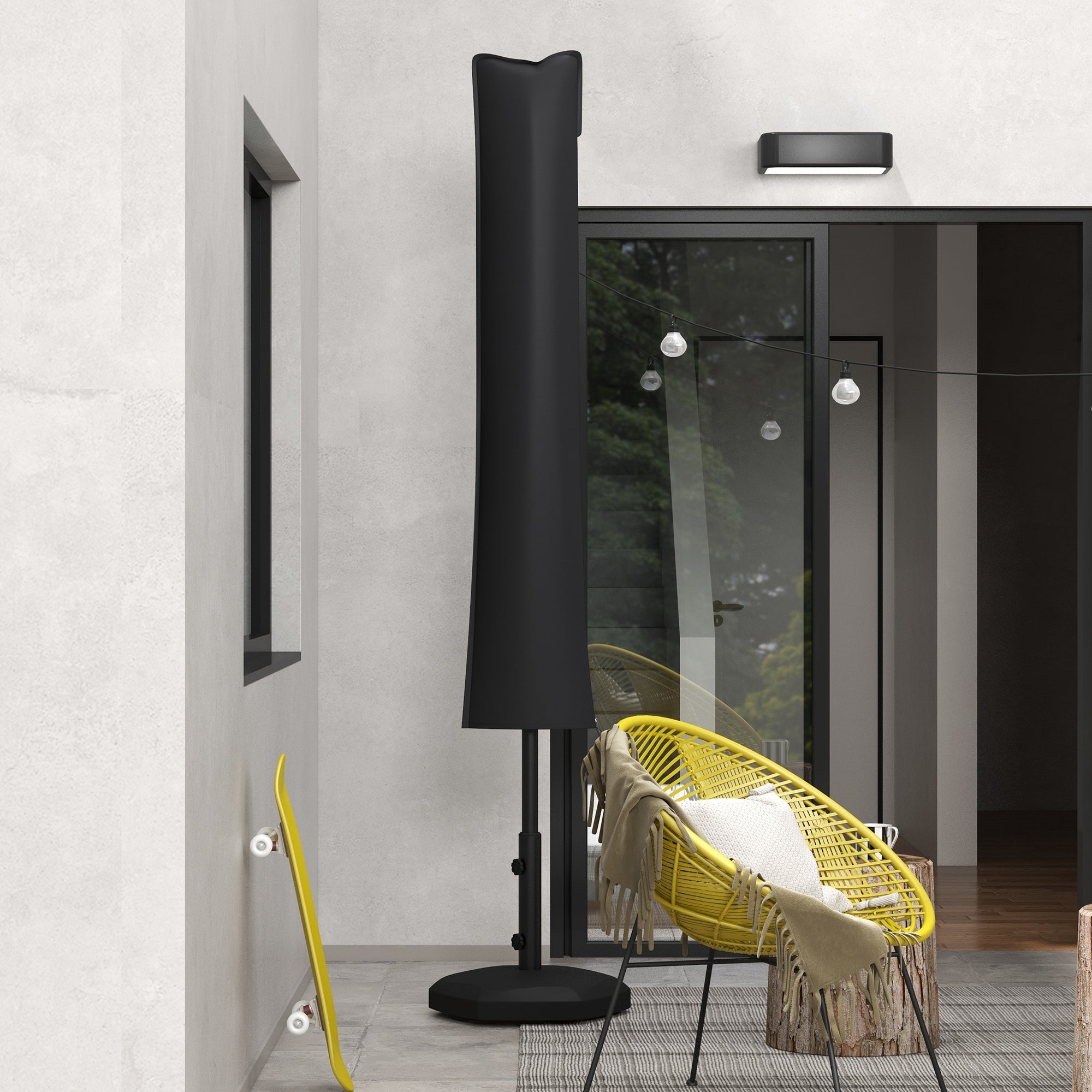 Outsunny Parasol Cover, Cantilever Umbrella Cover, Banana Umbrella Cover with Zipper for Outdoor Garden, Patio, Black