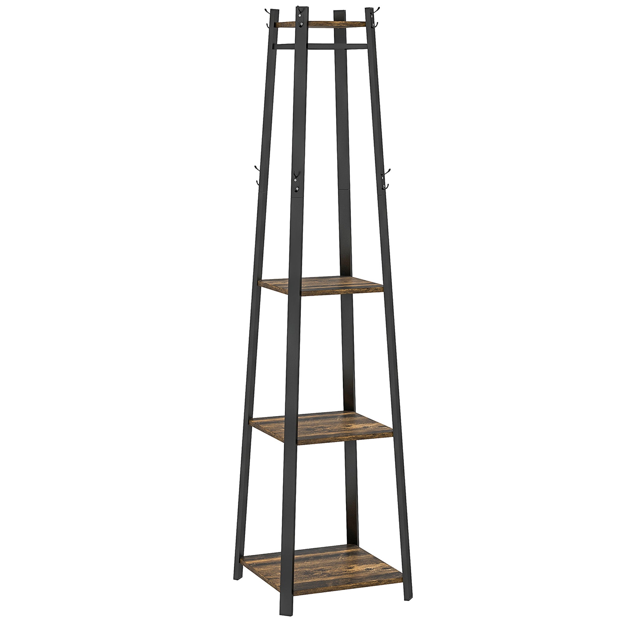 HOMCOM Compact Freestanding Coat Rack - Black/Brown