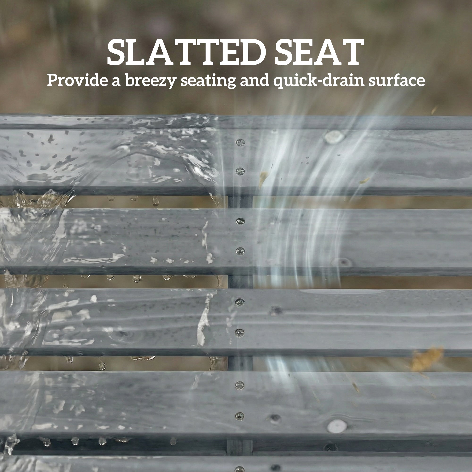 Outsunny Wooden Outdoor Bench, 2 Seater Garden Bench, Backless Patio Bench with Slatted Curved Seat, Grey Embossed Finish