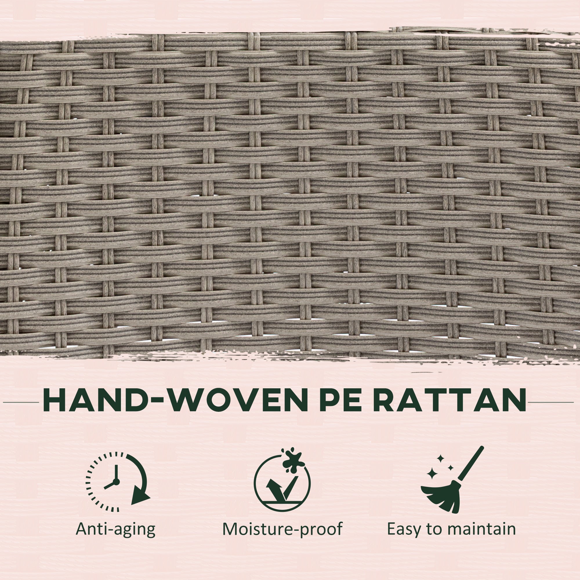 Outsunny 4 Seater Rattan Garden Furniture Set with Cushions, Round PE Rattan Dining Set with Glass-Top Table, Umbrella Hole, Outdoor Garden Table and Chairs, Mixed Grey