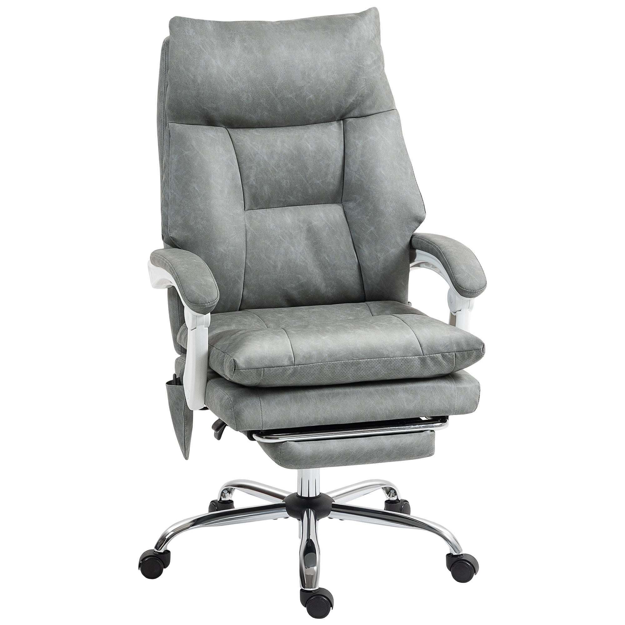 HOMCOM Faux Leather Office Chair, with Inflatable Lumbar - Grey