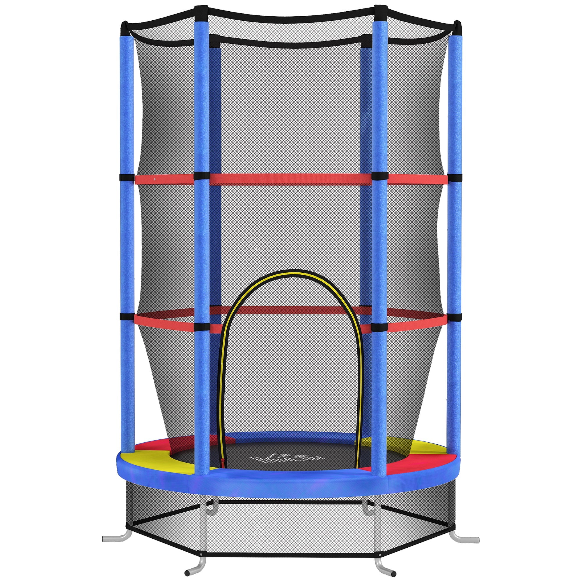 HOMCOM Kids Trampoline, with Enclosure Net, Steel Frame, for Ages 3-6 Years - MultiColoured