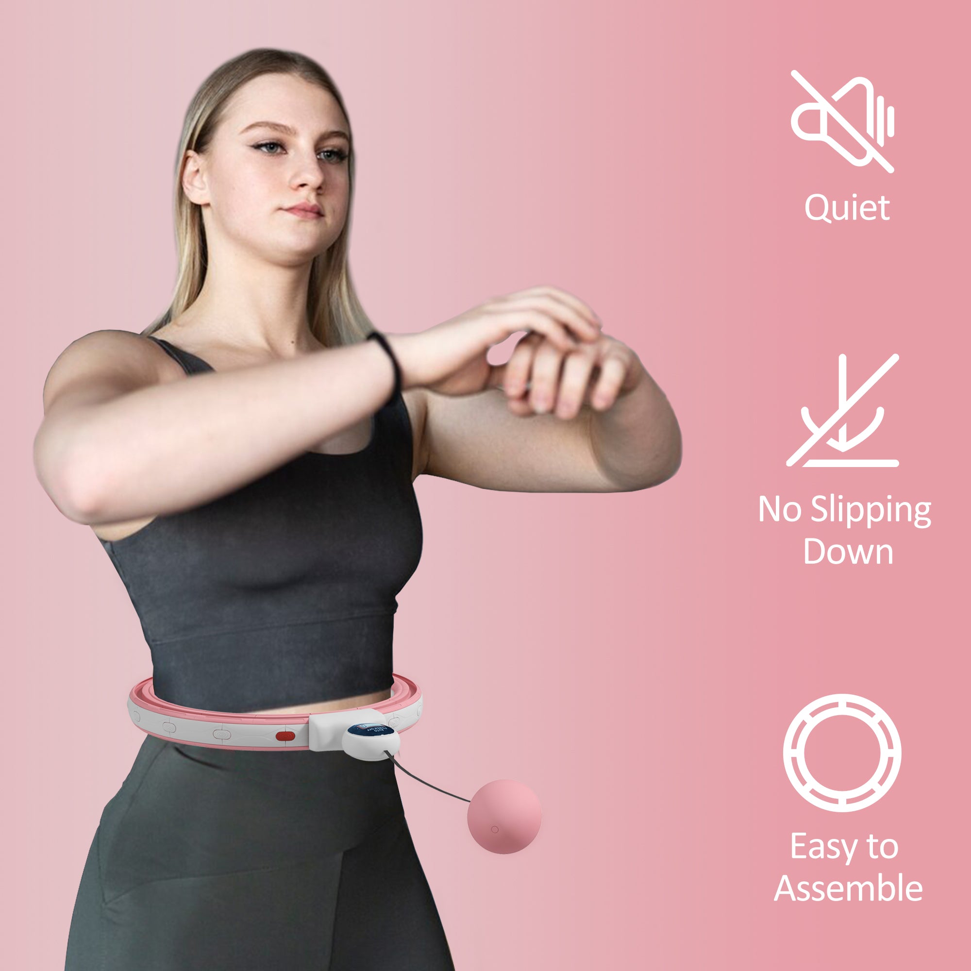 SPORTNOW Smart Weighted Hula Hoop, Massage Hula Ring with 16 Detachable Knots, 360\'c2\'b0 Auto-Rotating Ball and Digital Counter