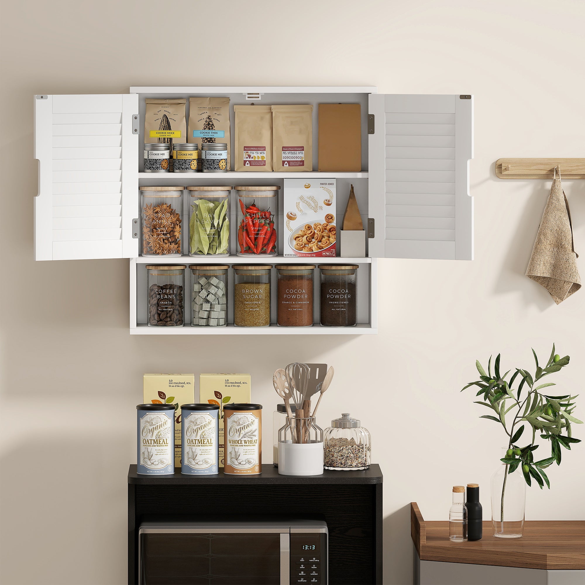 HOMCOM Bathroom Cabinet, Wall Mounted Storage Cabinet with Adjustable Shelves, 60 x 20 x 60 cm, White