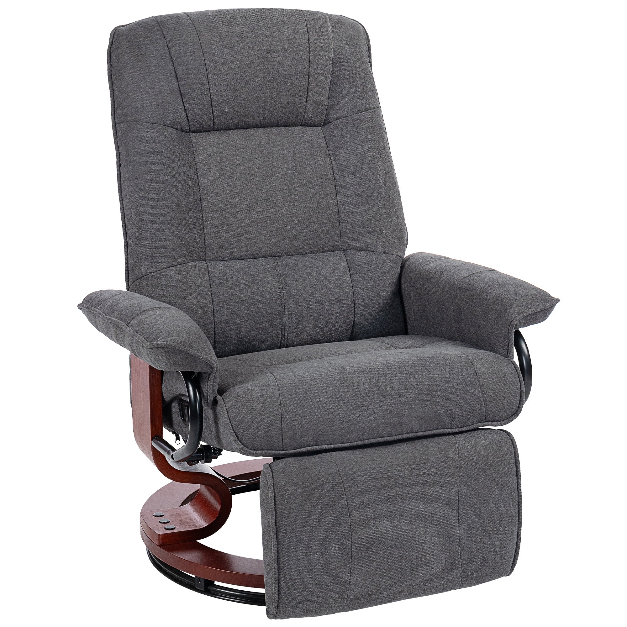 HOMCOM Reclining Swivel Chair, with Footrest - Grey