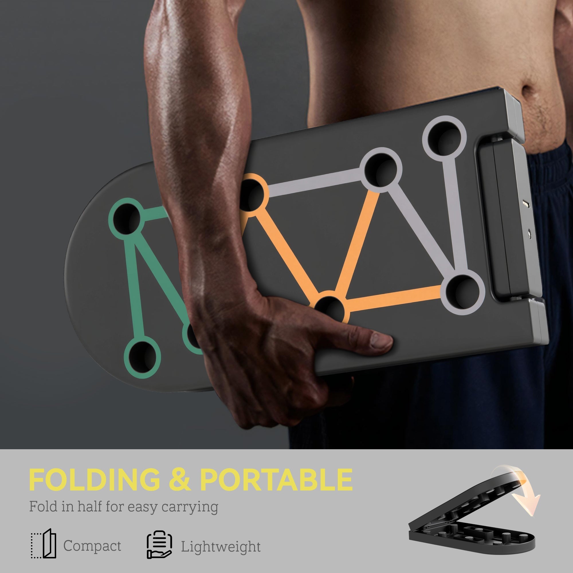 SPORTNOW Foldable Push Up Board, 11-in-1 Press Up Board, Portable Pushup Stand with Non-slip Pads, Multi-function Home Gym Equipment for Arm, Shoulder, Chest Muscle Training Fitness, Black