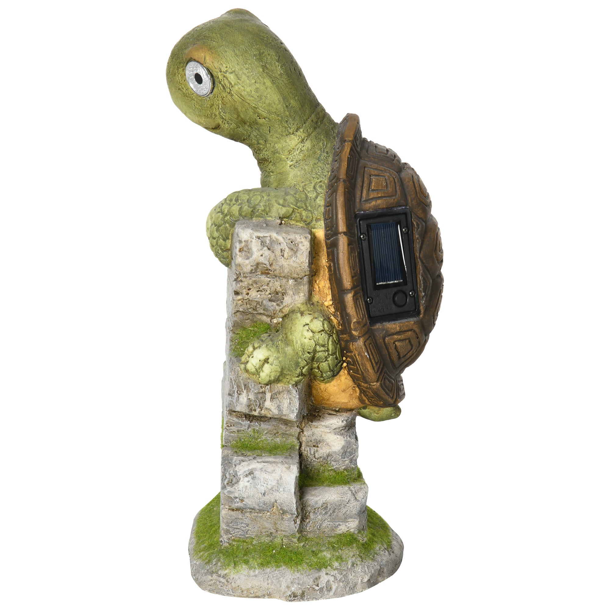 Outsunny Vivid Tortoise Art Sculpture with Solar LED Light, Colourful Garden\'c2\'a0Statue, Outdoor Ornament Home Decoration for Porch, Deck, Grass